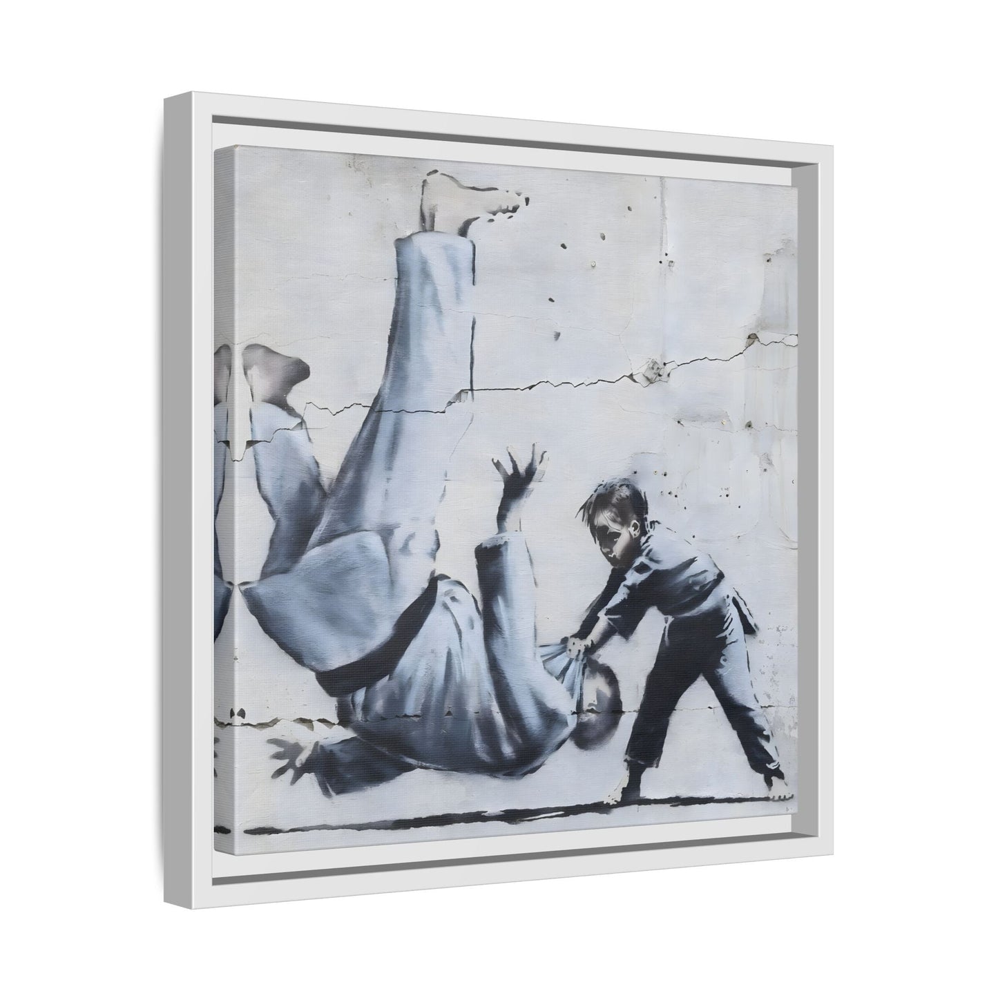 Framed Judoka Banksy Wall Art Canvas Street Graffiti Decor Prints
