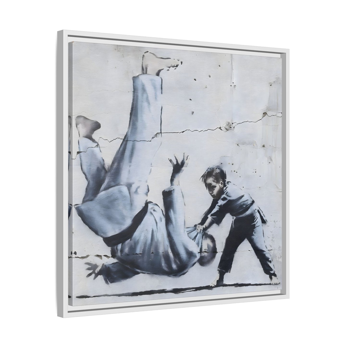 Framed Judoka Banksy Wall Art Canvas Street Graffiti Decor Prints