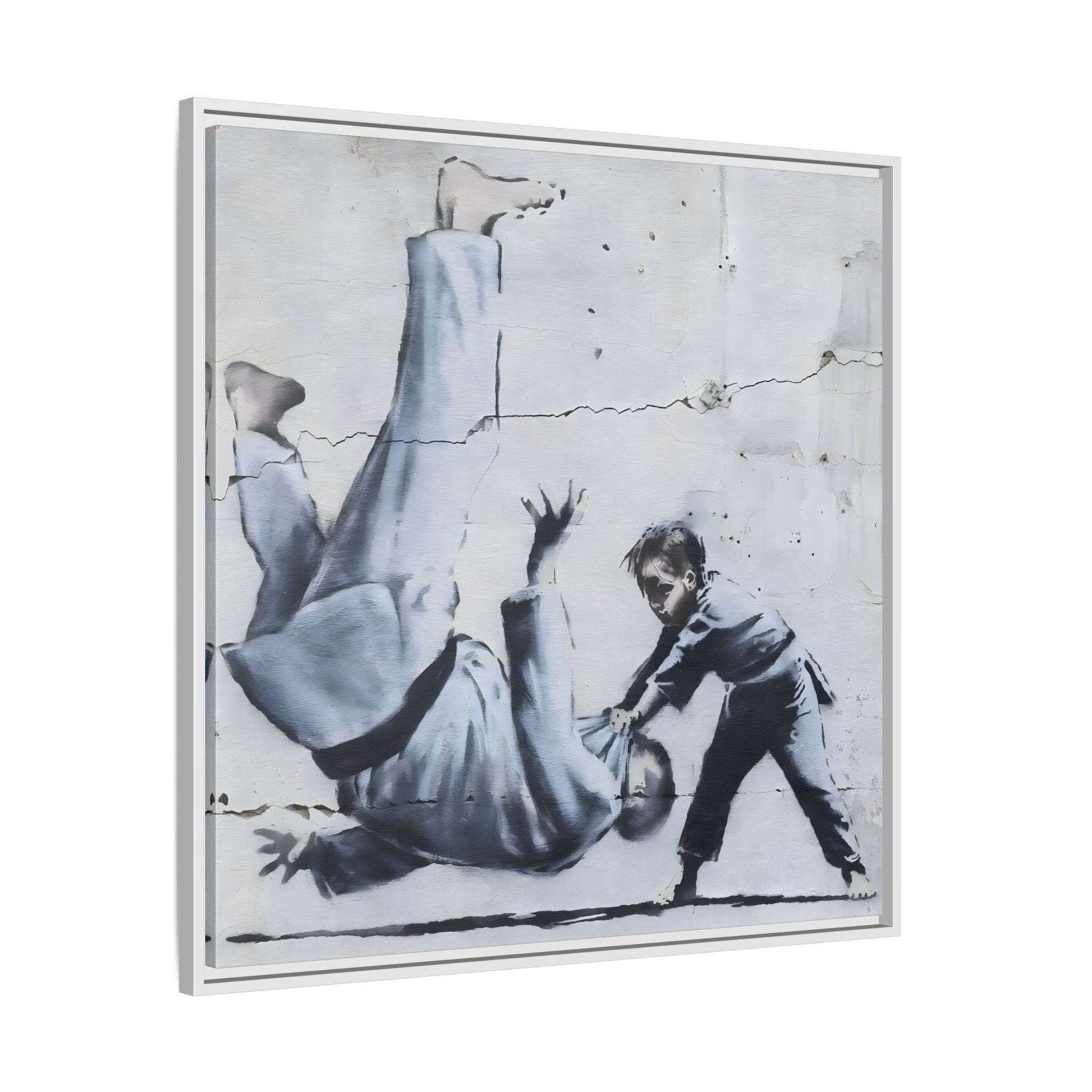 Framed Judoka Banksy Wall Art Canvas Street Graffiti Decor Prints