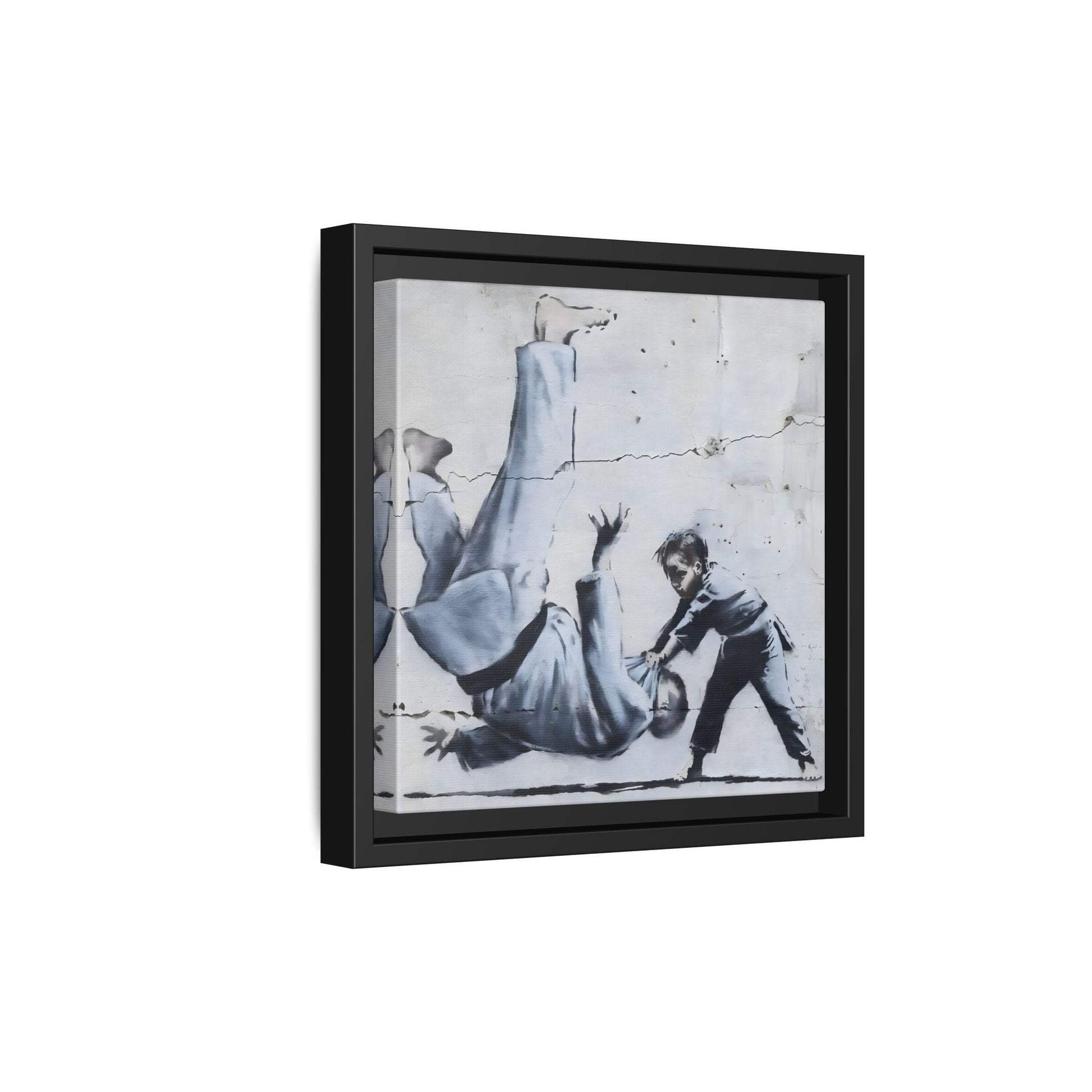 Framed Judoka Banksy Wall Art Canvas Street Graffiti Decor Prints