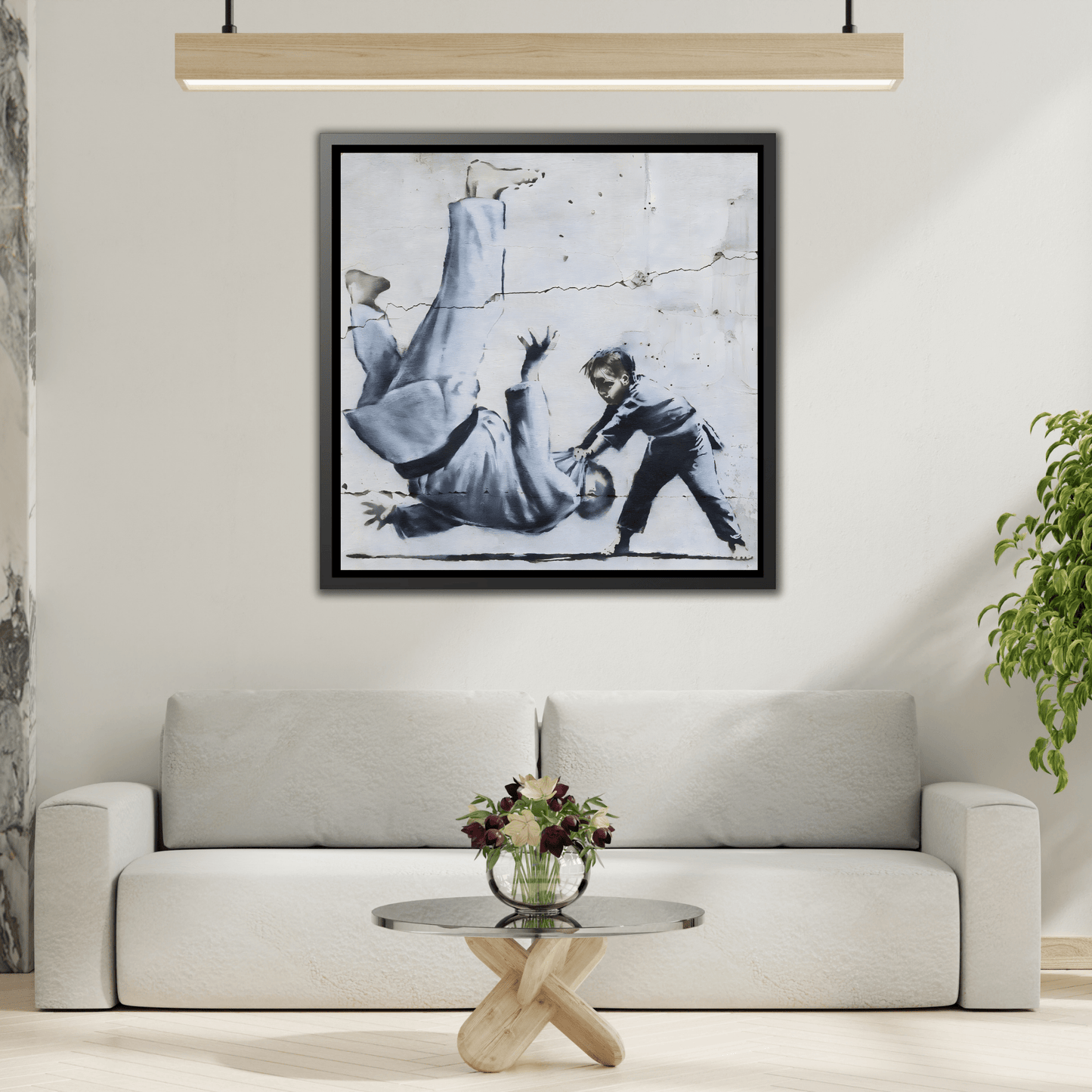 Framed Judoka Banksy Wall Art Canvas Street Graffiti Decor Prints