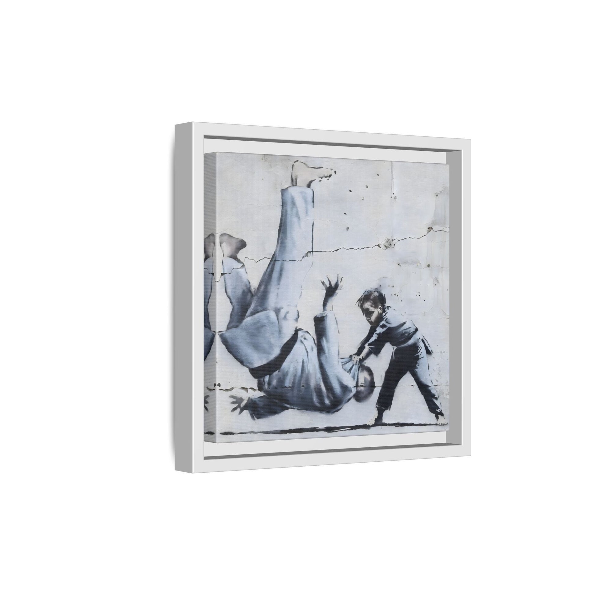 Framed Judoka Banksy Wall Art Canvas Street Graffiti Decor Prints