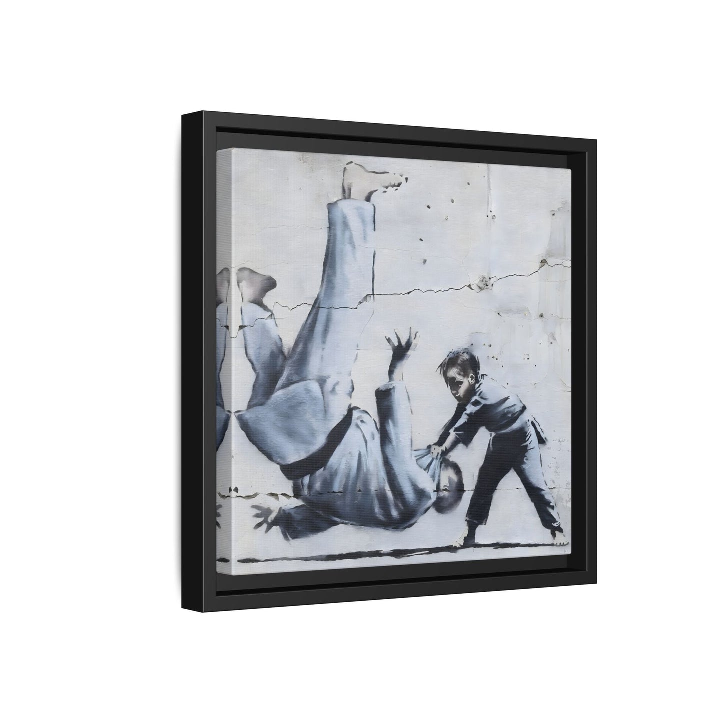 Framed Judoka Banksy Wall Art Canvas Street Graffiti Decor Prints