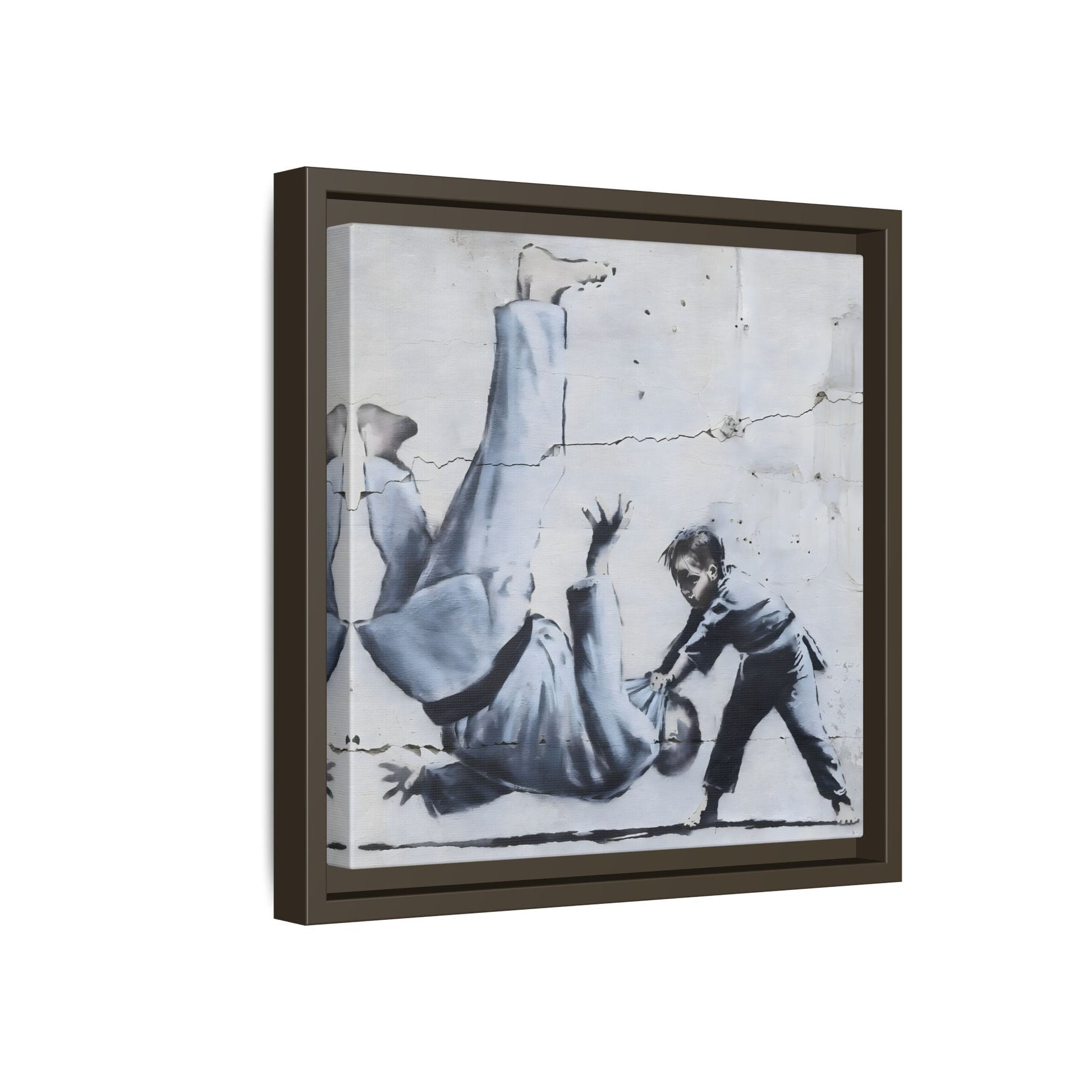 Framed Judoka Banksy Wall Art Canvas Street Graffiti Decor Prints