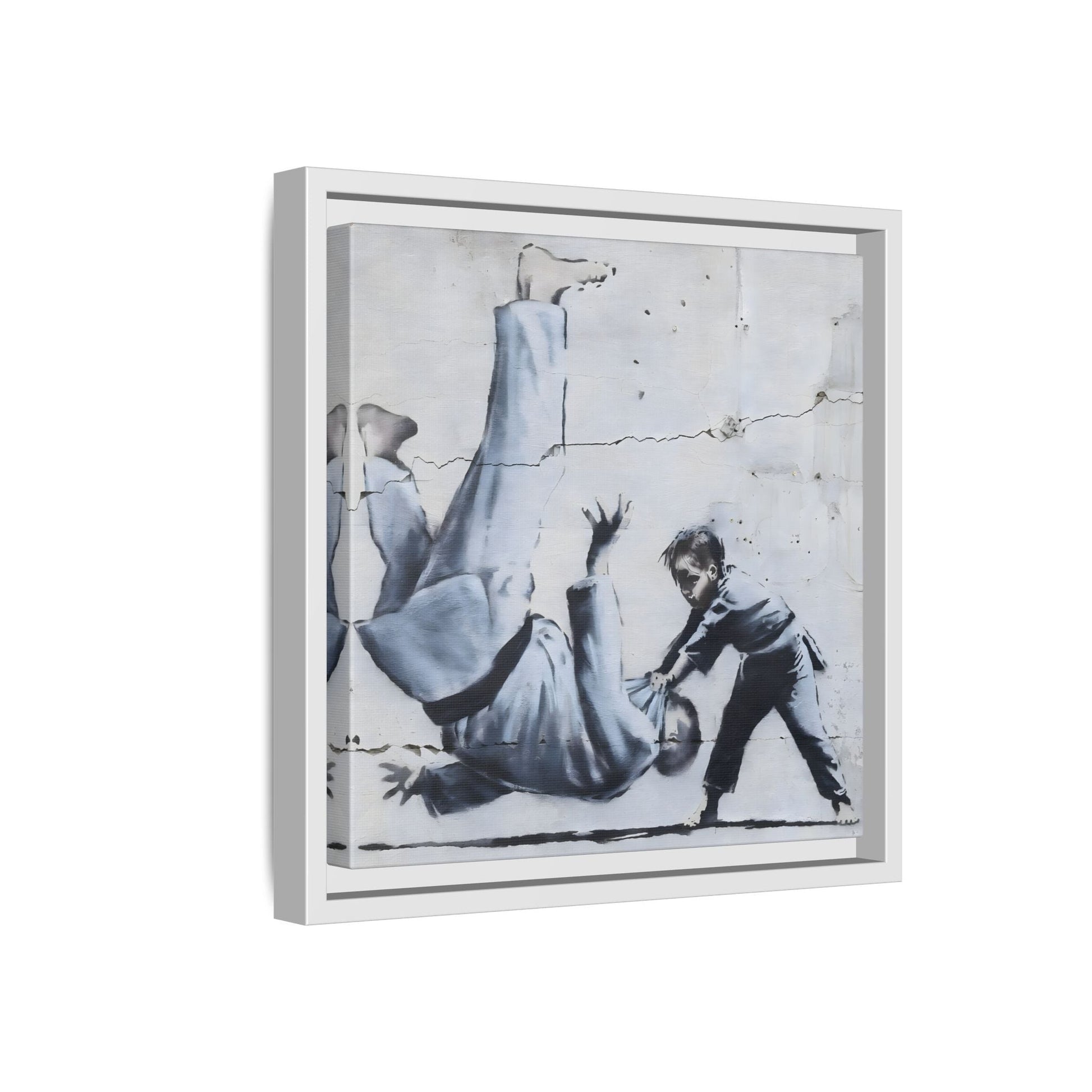 Framed Judoka Banksy Wall Art Canvas Street Graffiti Decor Prints