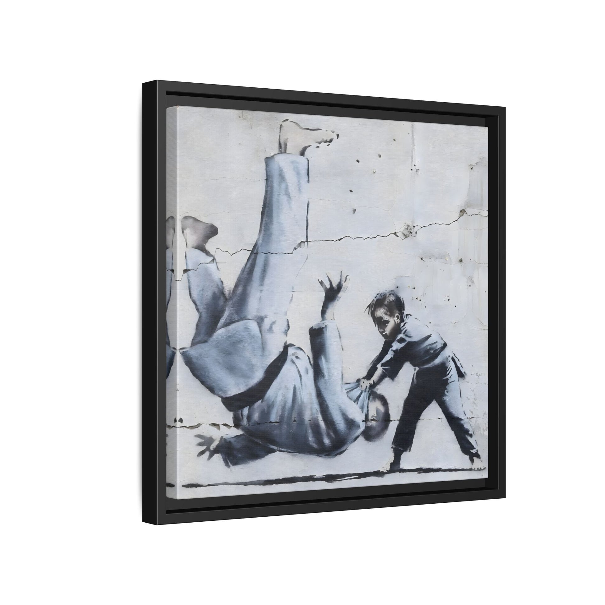 Framed Judoka Banksy Wall Art Canvas Street Graffiti Decor Prints