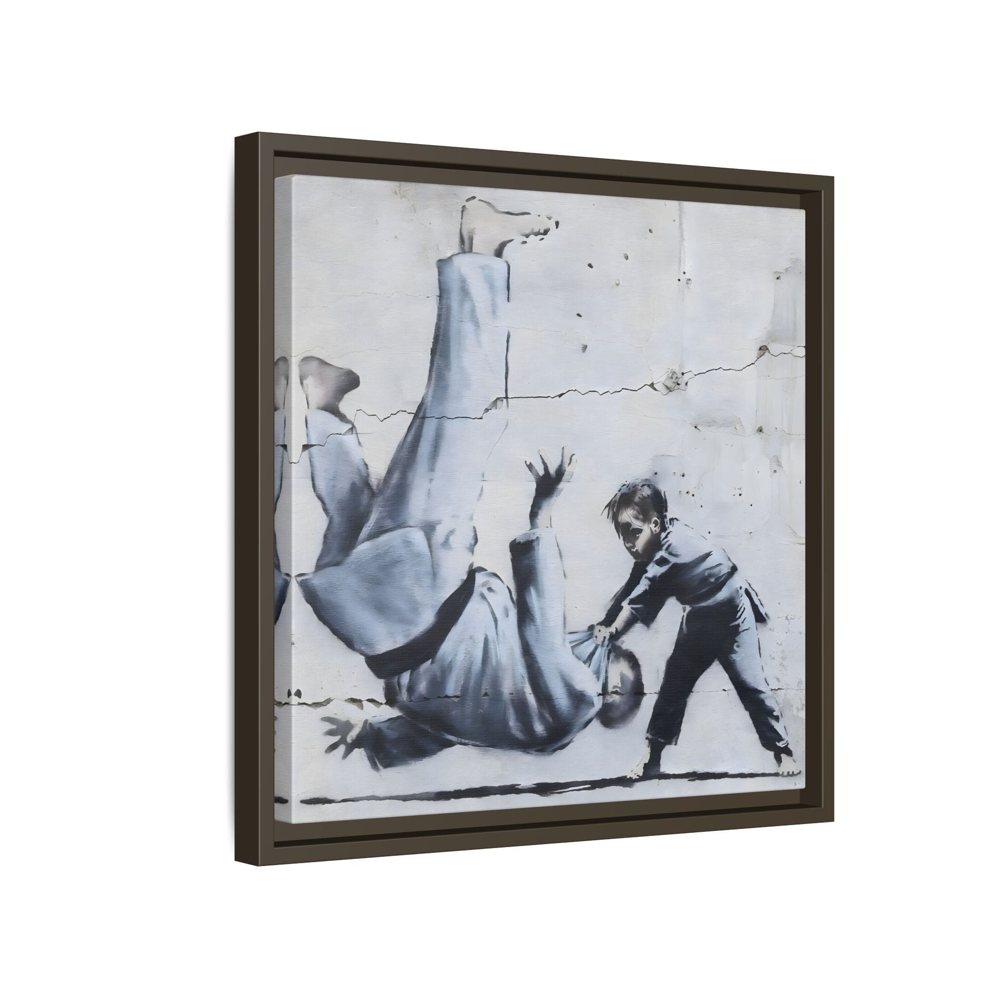 Framed Judoka Banksy Wall Art Canvas Street Graffiti Decor Prints