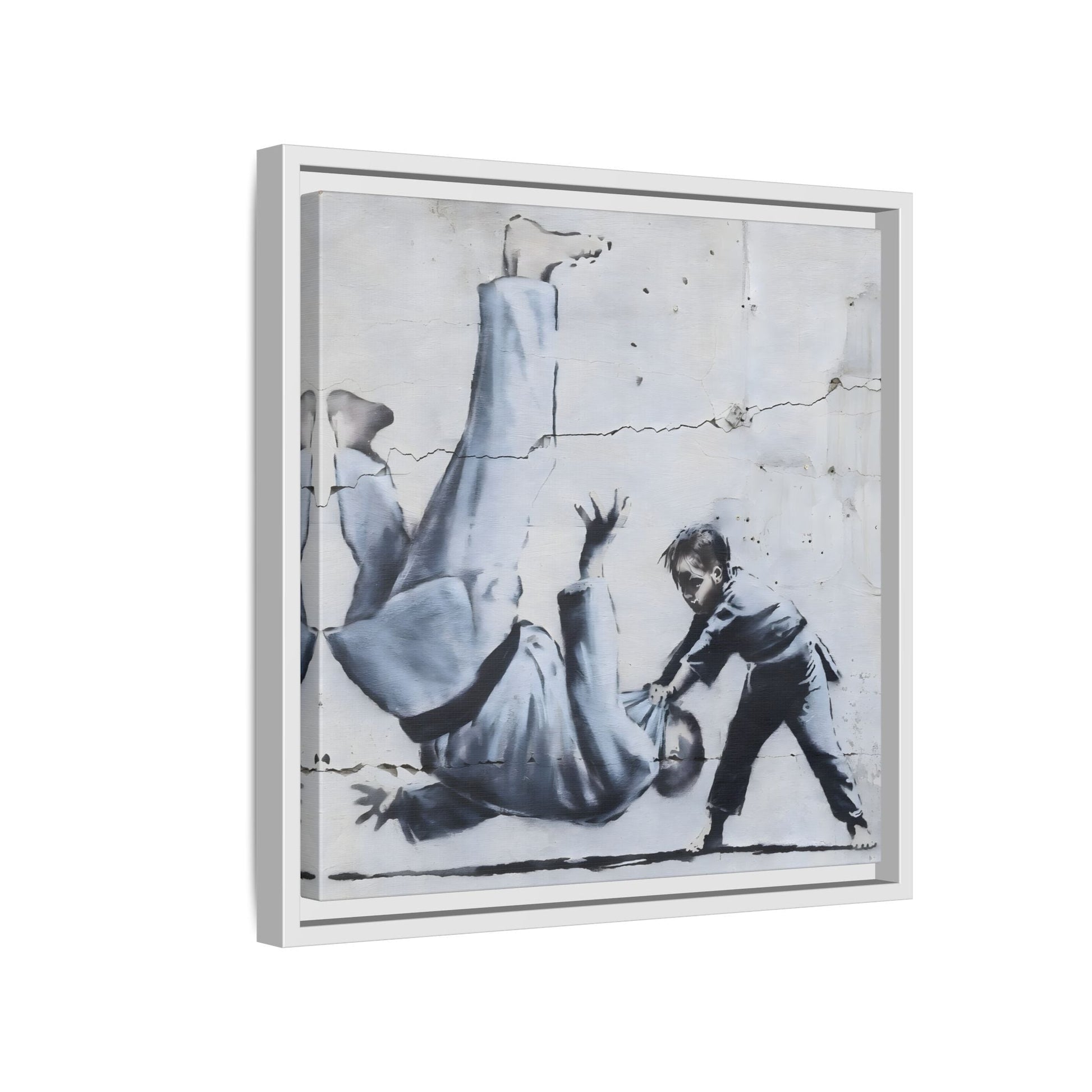 Framed Judoka Banksy Wall Art Canvas Street Graffiti Decor Prints