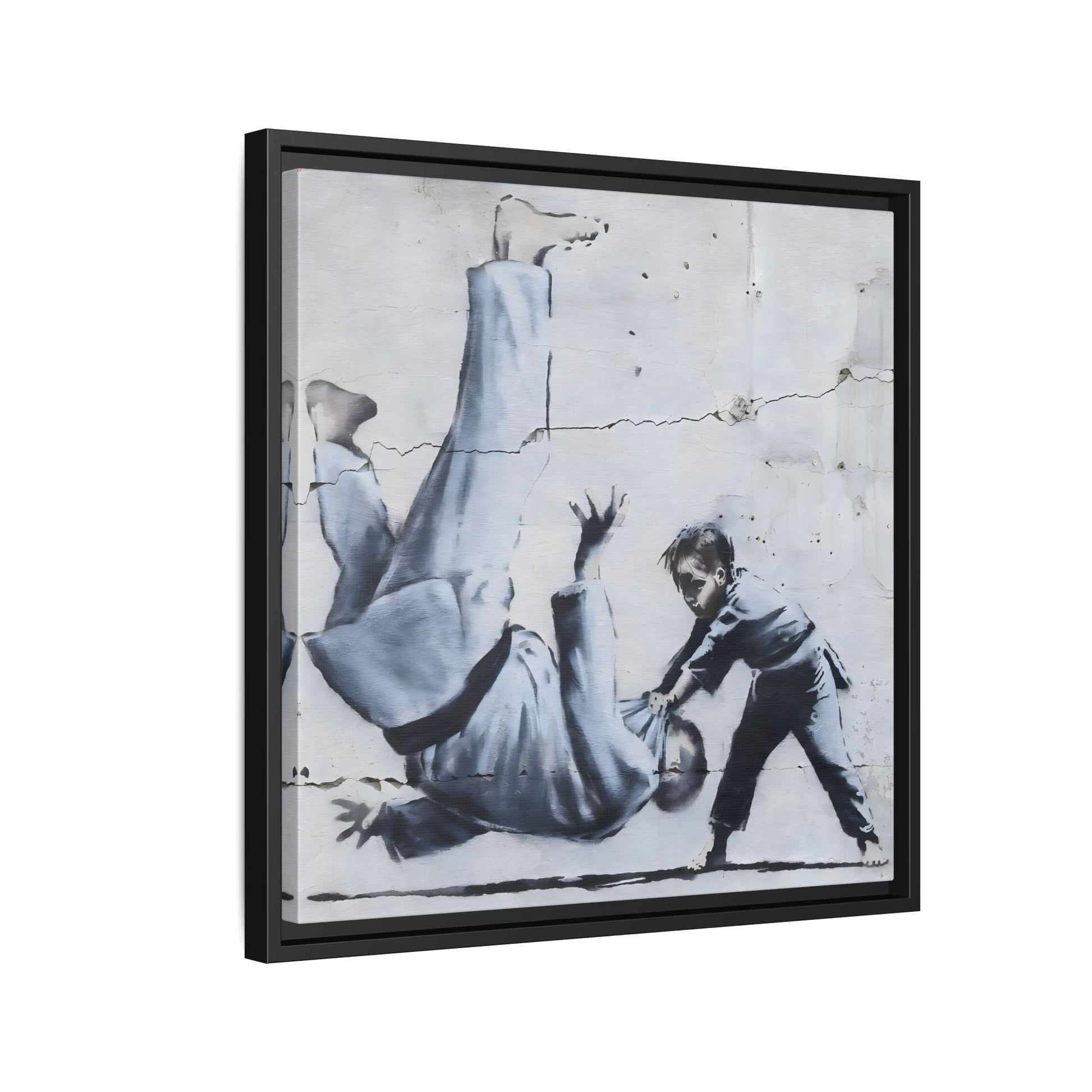 Framed Judoka Banksy Wall Art Canvas Street Graffiti Decor Prints