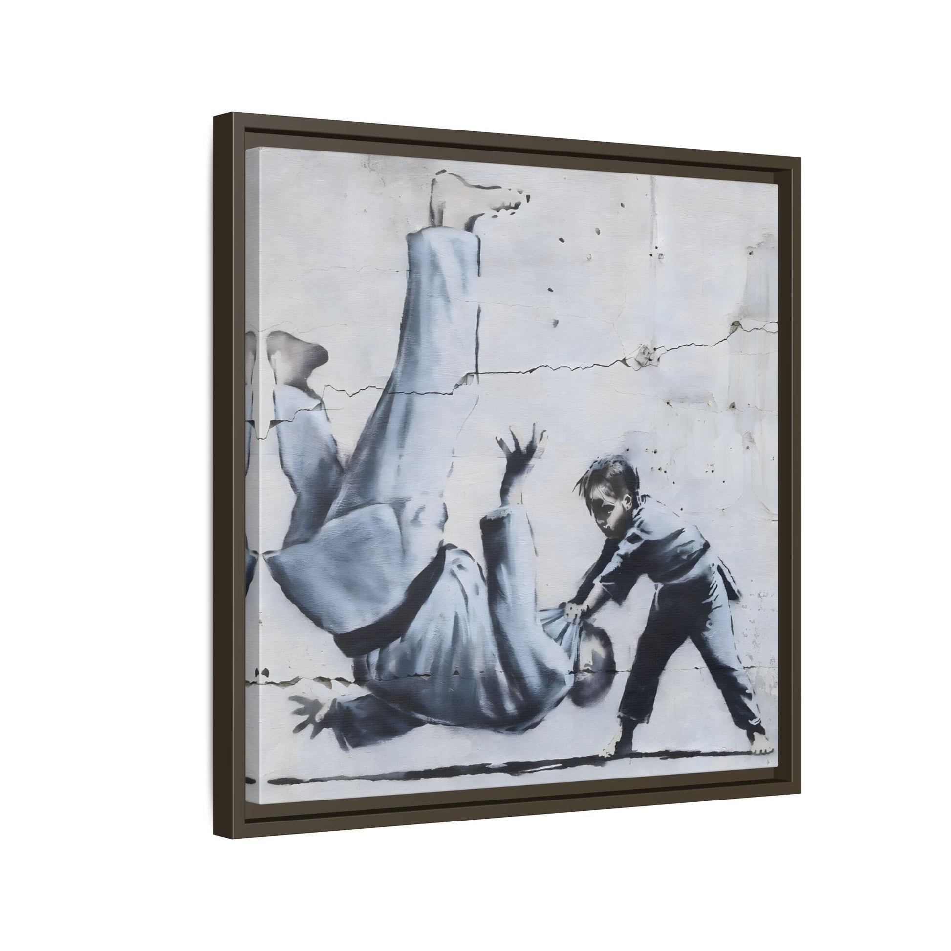Framed Judoka Banksy Wall Art Canvas Street Graffiti Decor Prints