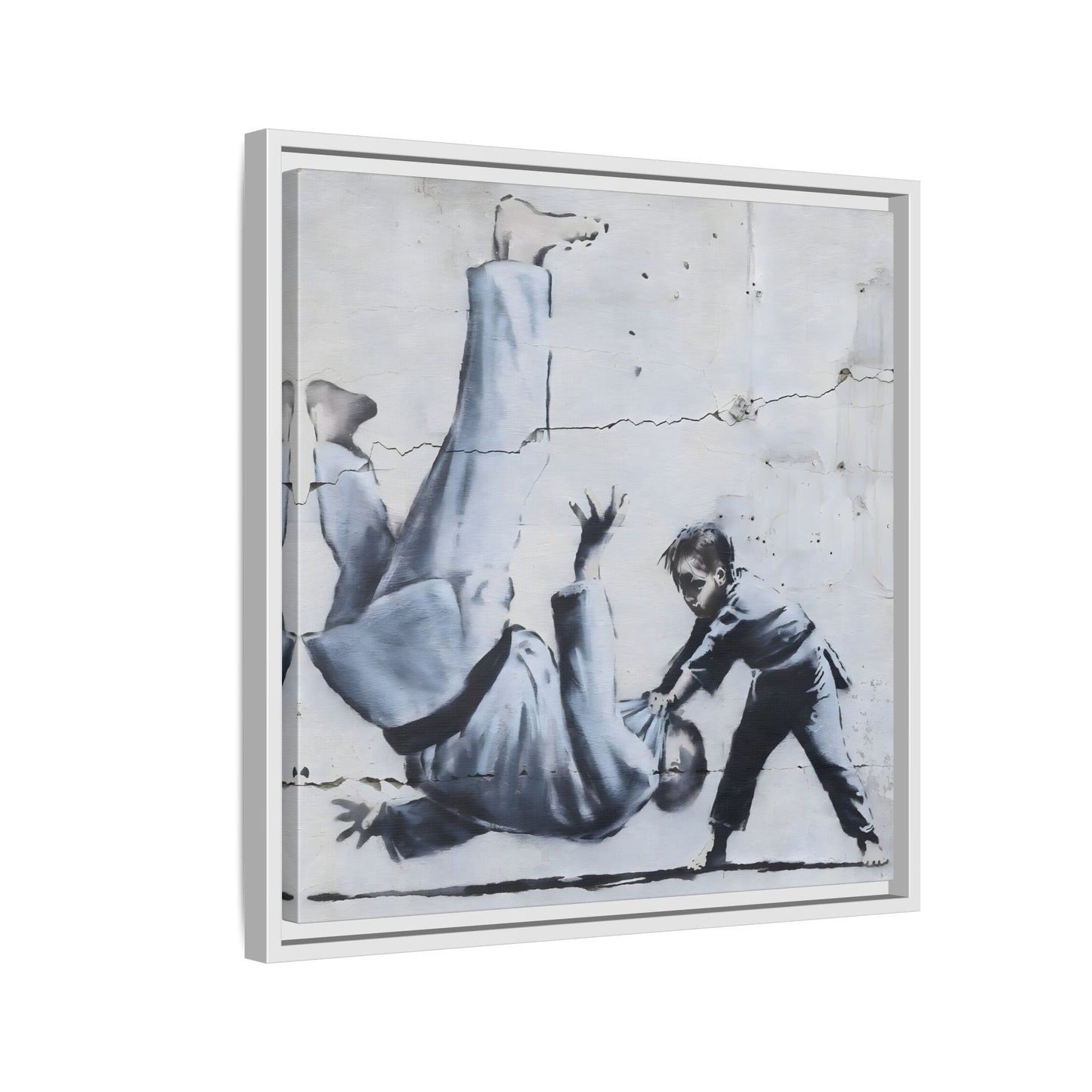 Framed Judoka Banksy Wall Art Canvas Street Graffiti Decor Prints