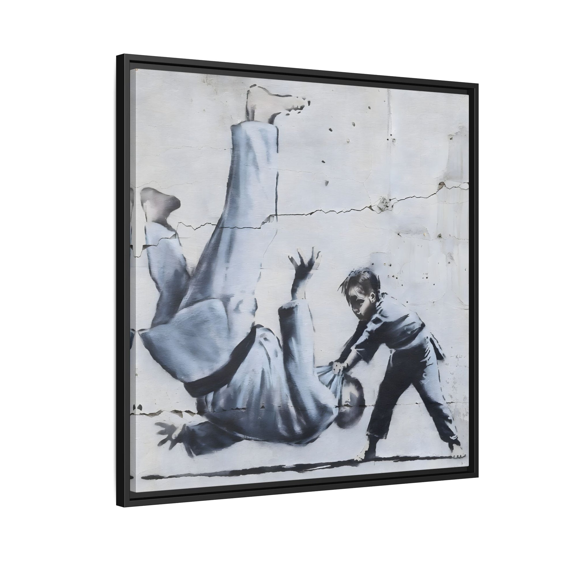 Framed Judoka Banksy Wall Art Canvas Street Graffiti Decor Prints