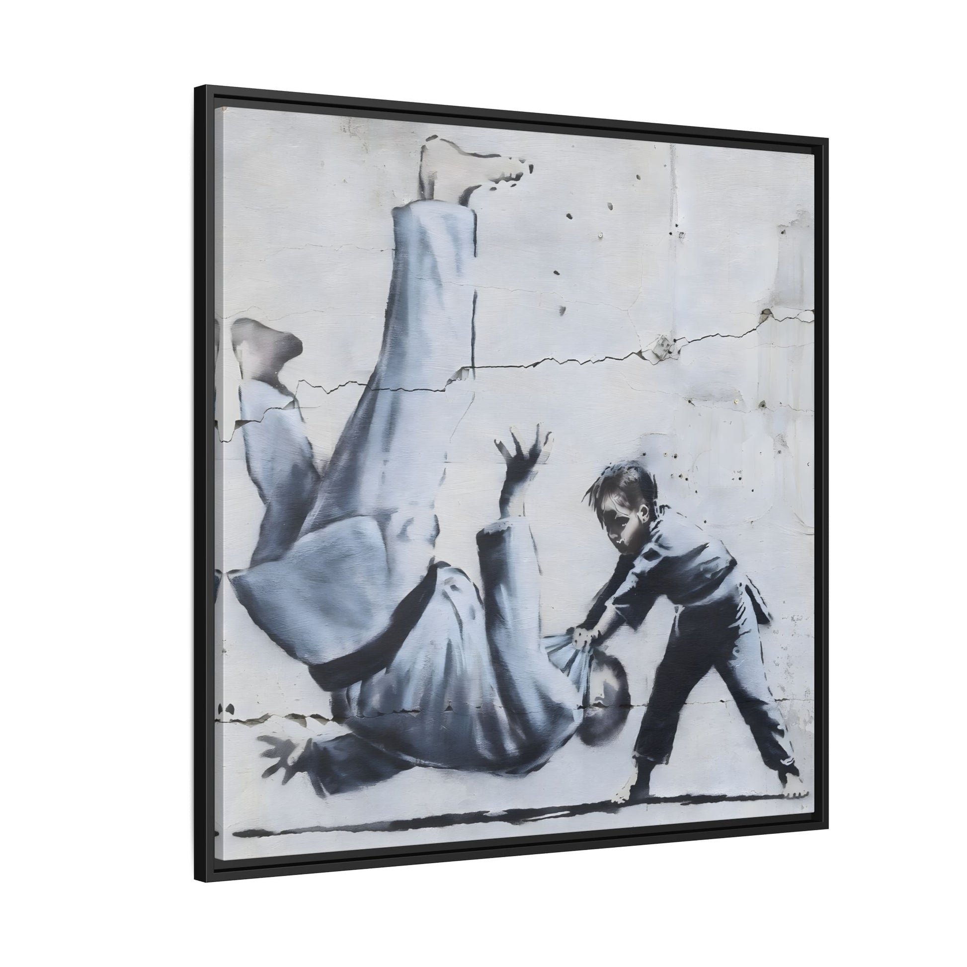 Framed Judoka Banksy Wall Art Canvas Street Graffiti Decor Prints