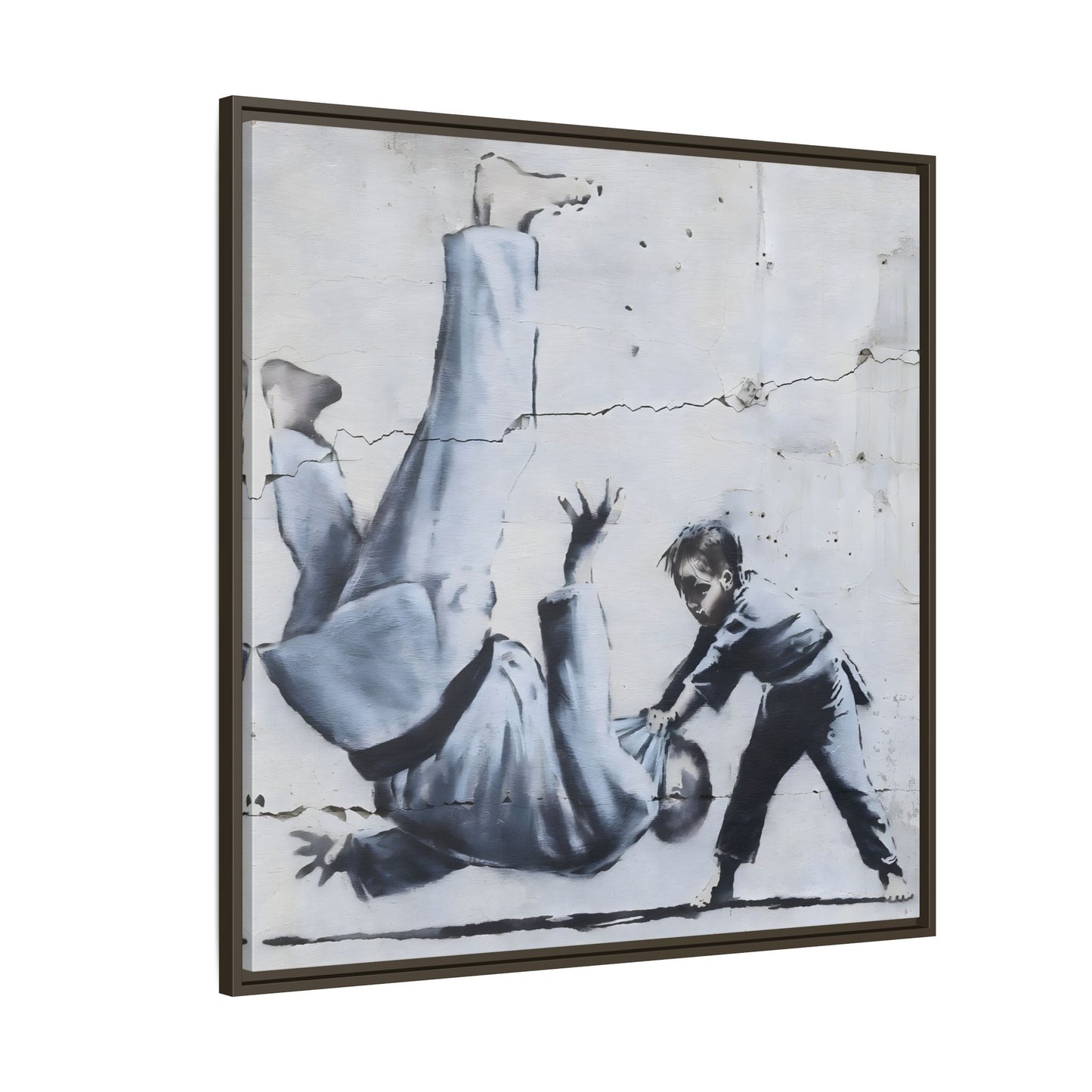Framed Judoka Banksy Wall Art Canvas Street Graffiti Decor Prints