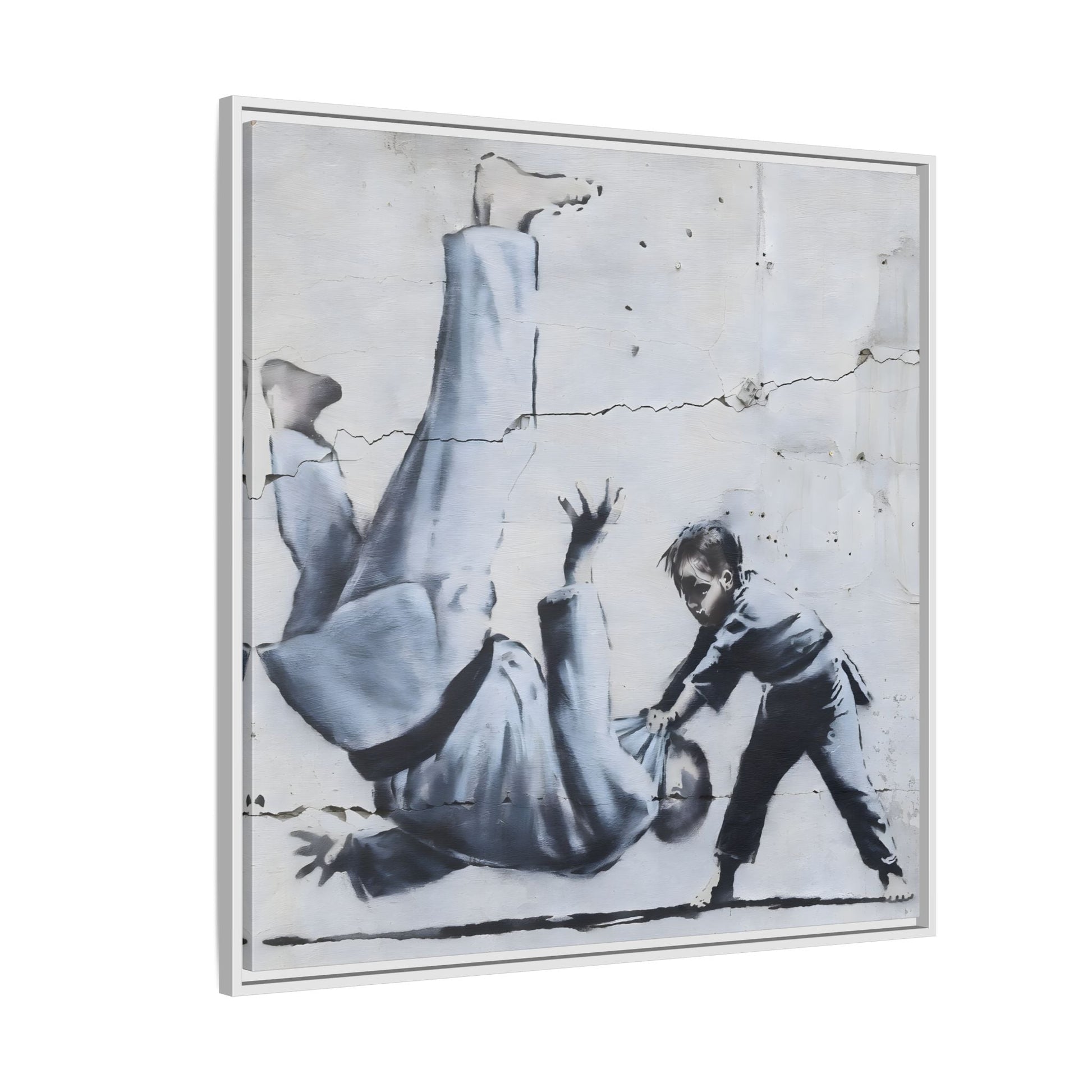 Framed Judoka Banksy Wall Art Canvas Street Graffiti Decor Prints
