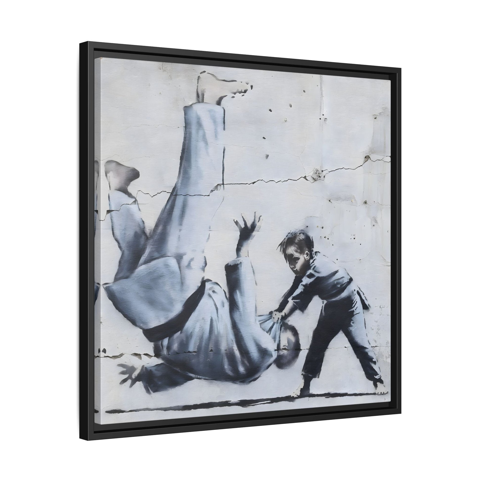 Framed Judoka Banksy Wall Art Canvas Street Graffiti Decor Prints
