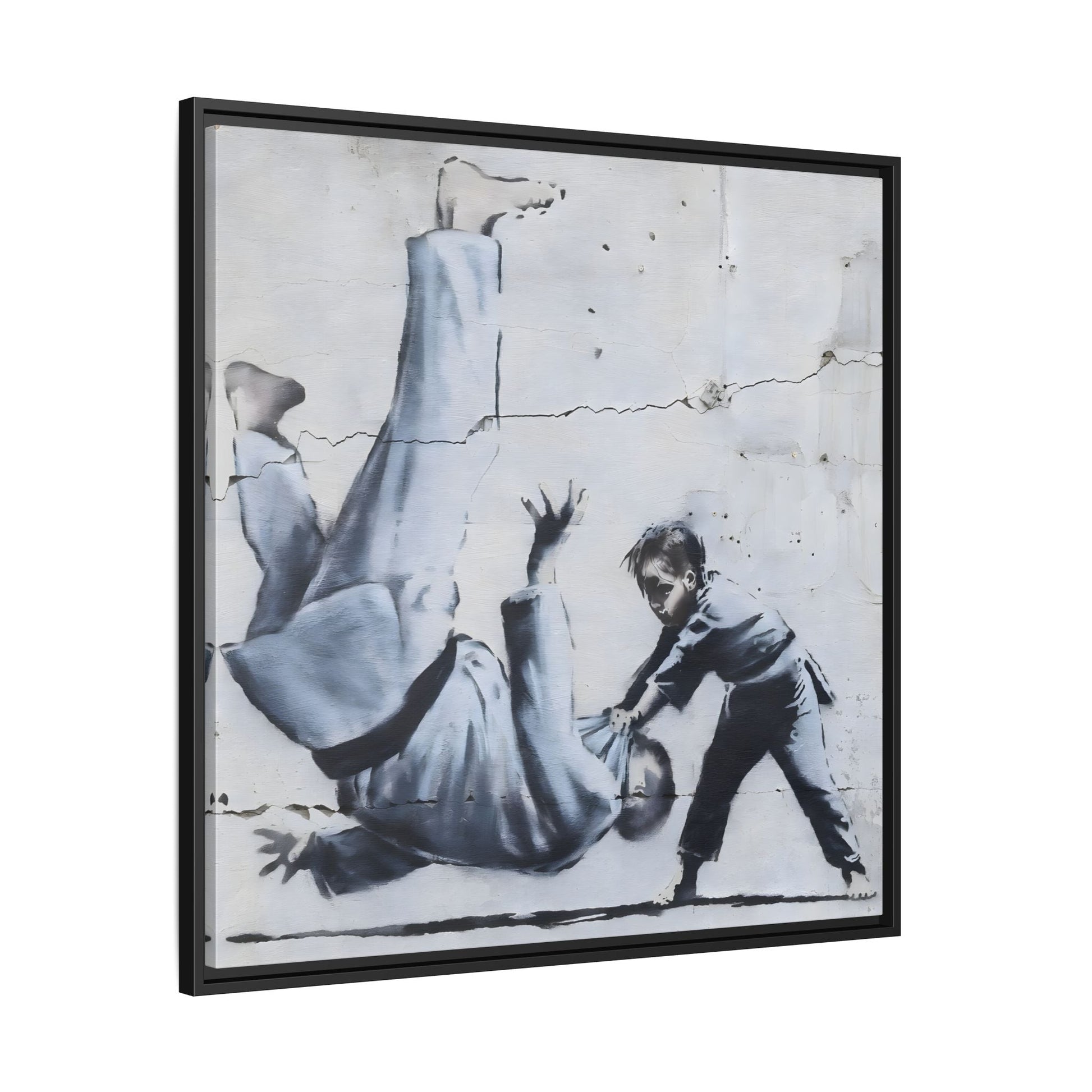 Framed Judoka Banksy Wall Art Canvas Street Graffiti Decor Prints