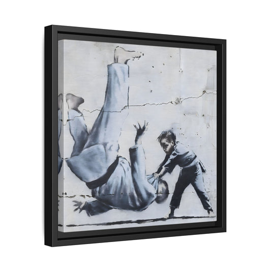 Framed Judoka Banksy Wall Art Canvas Street Graffiti Decor Prints