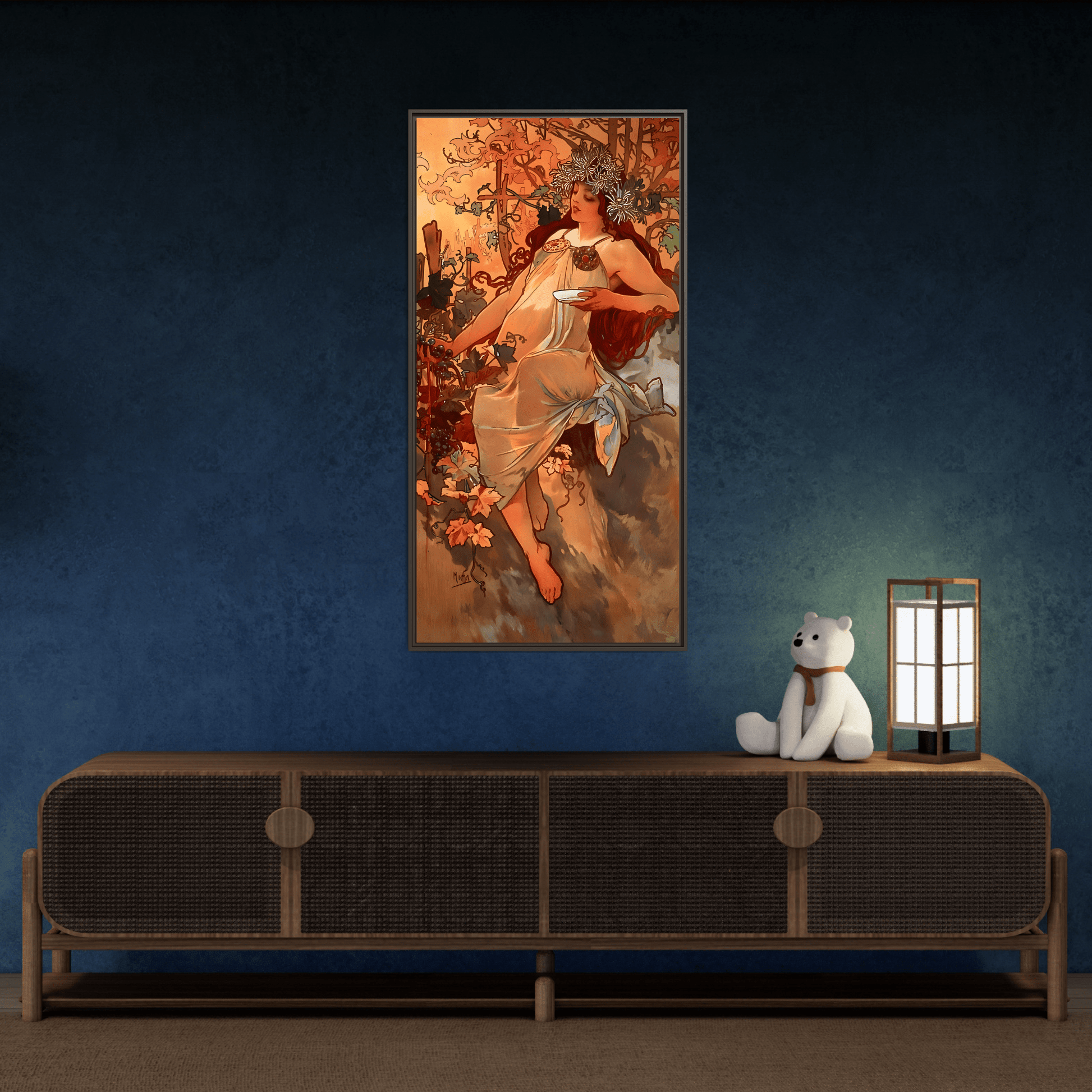 Framed Mucha Canvas Wall Art Print - Large Famous Home Decor