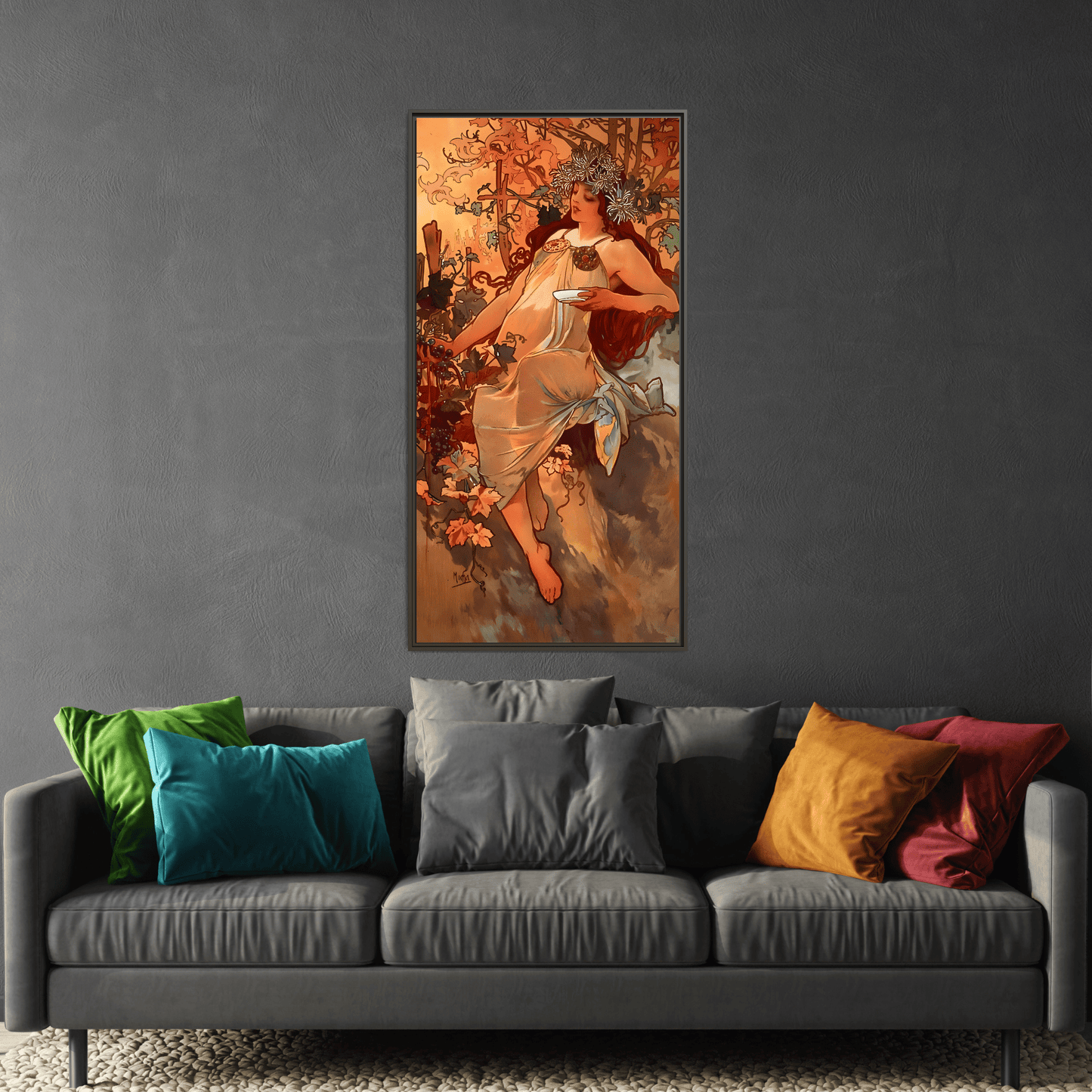 Framed Mucha Canvas Wall Art Print - Large Famous Home Decor