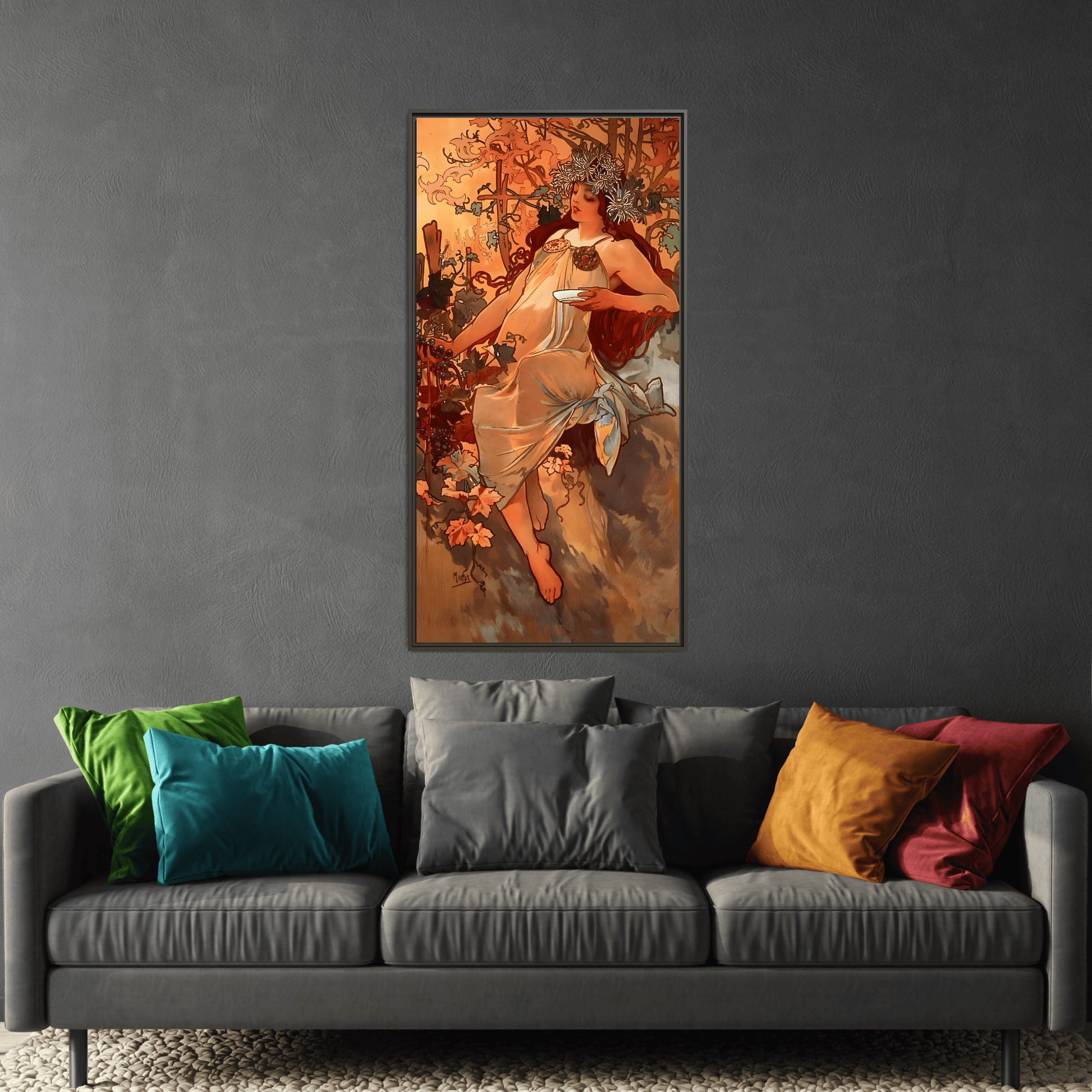 Framed Mucha Canvas Wall Art Print - Large Famous Home Decor