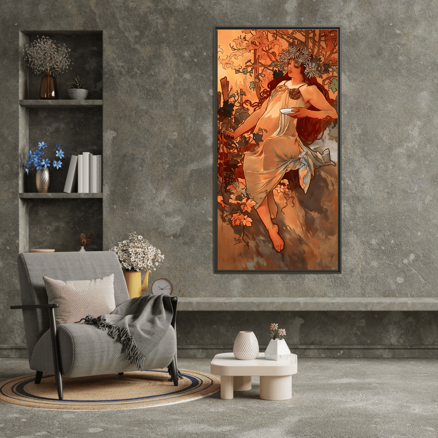 Framed Mucha Canvas Wall Art Print - Large Famous Home Decor
