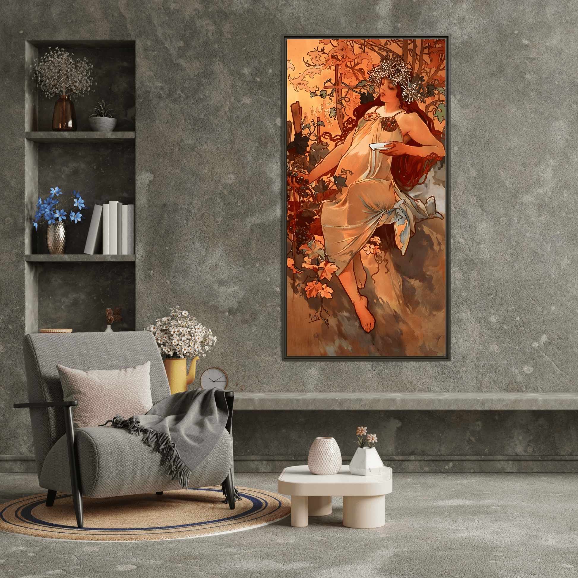 Framed Mucha Canvas Wall Art Print - Large Famous Home Decor