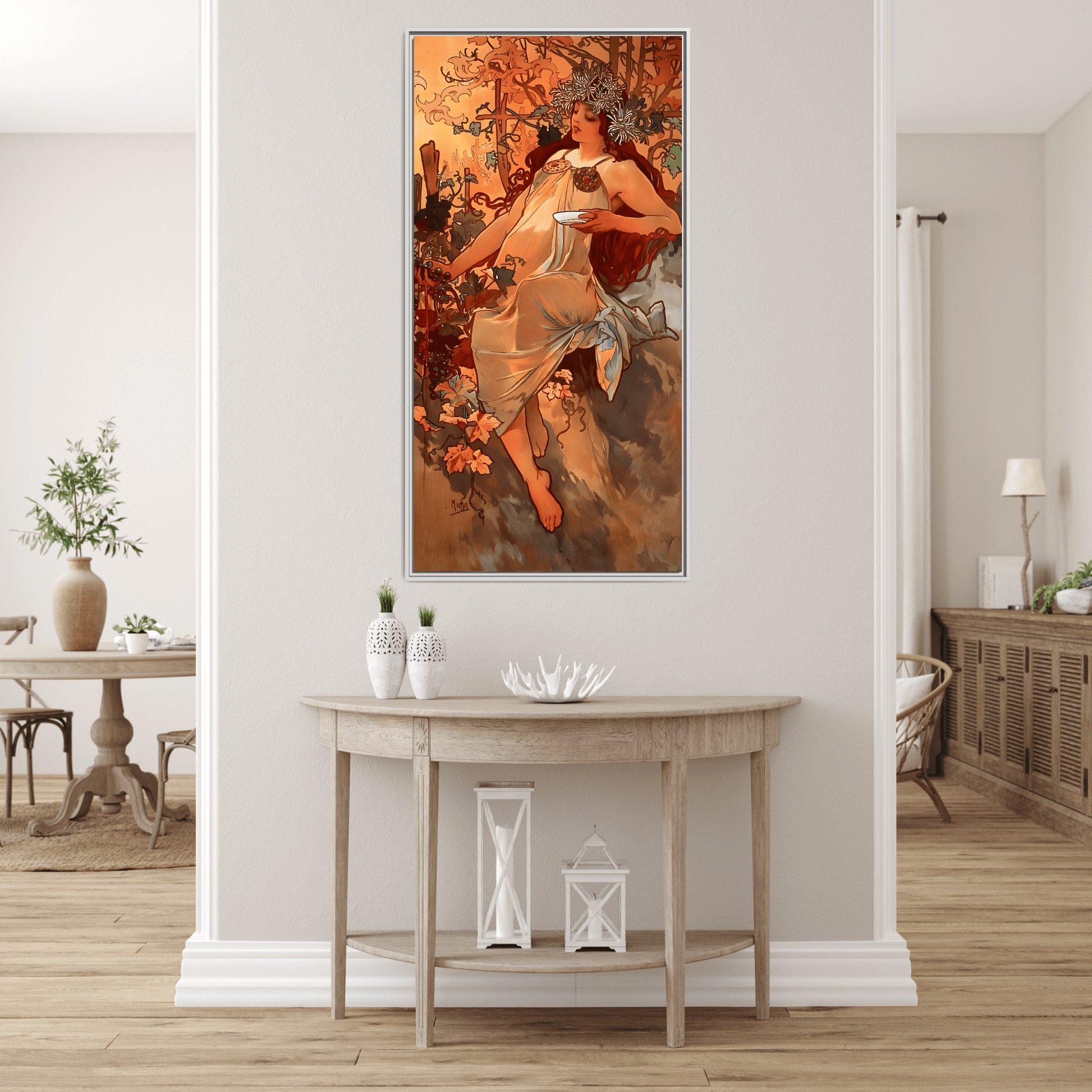Framed Mucha Canvas Wall Art Print - Large Famous Home Decor