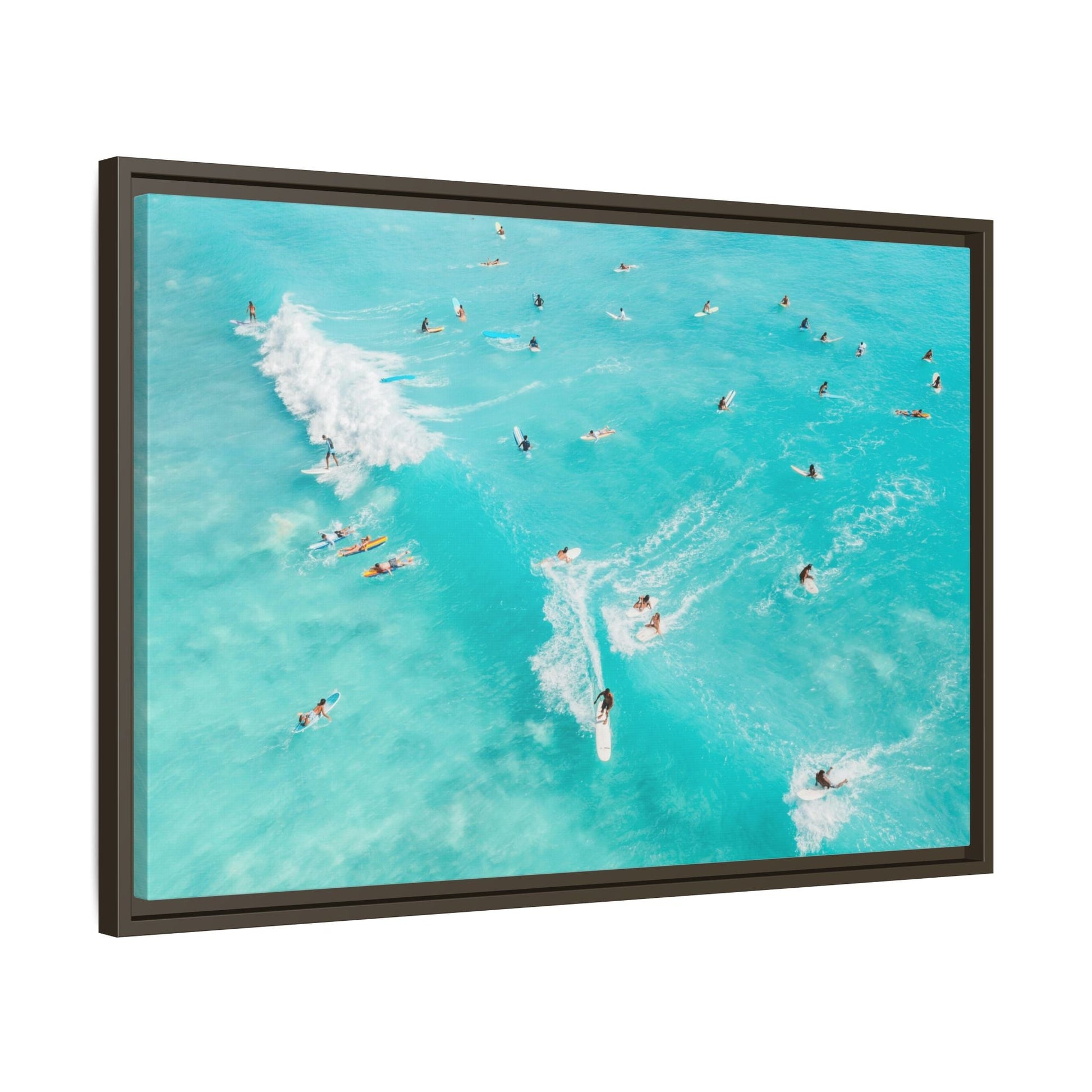 Framed Ocean Surfing Canvas Art Decor - Blue Beach Wave Prints