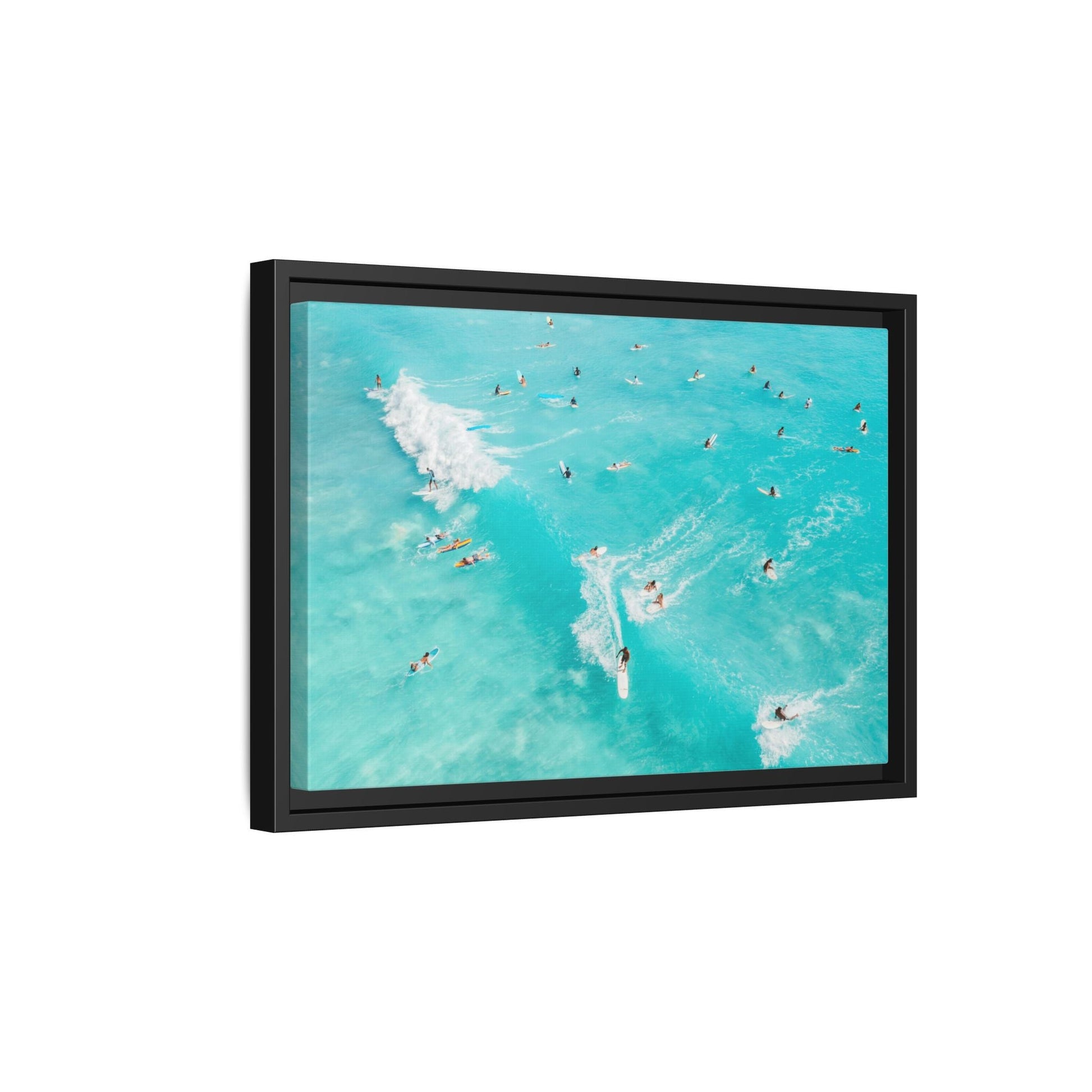 Framed Ocean Surfing Canvas Art Decor - Blue Beach Wave Prints