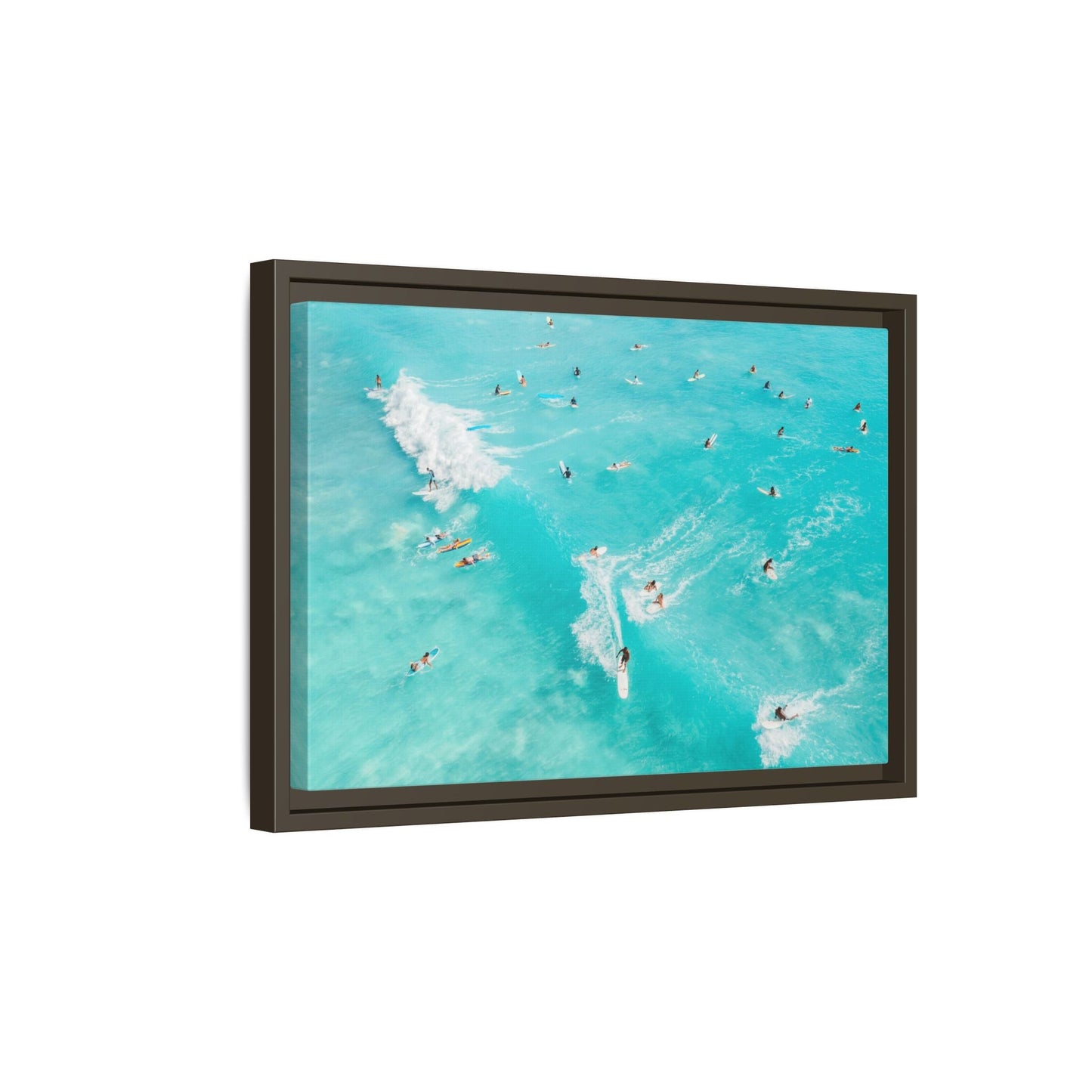 Framed Ocean Surfing Canvas Art Decor - Blue Beach Wave Prints