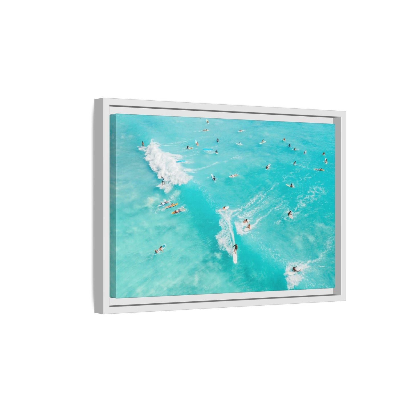 Framed Ocean Surfing Canvas Art Decor - Blue Beach Wave Prints