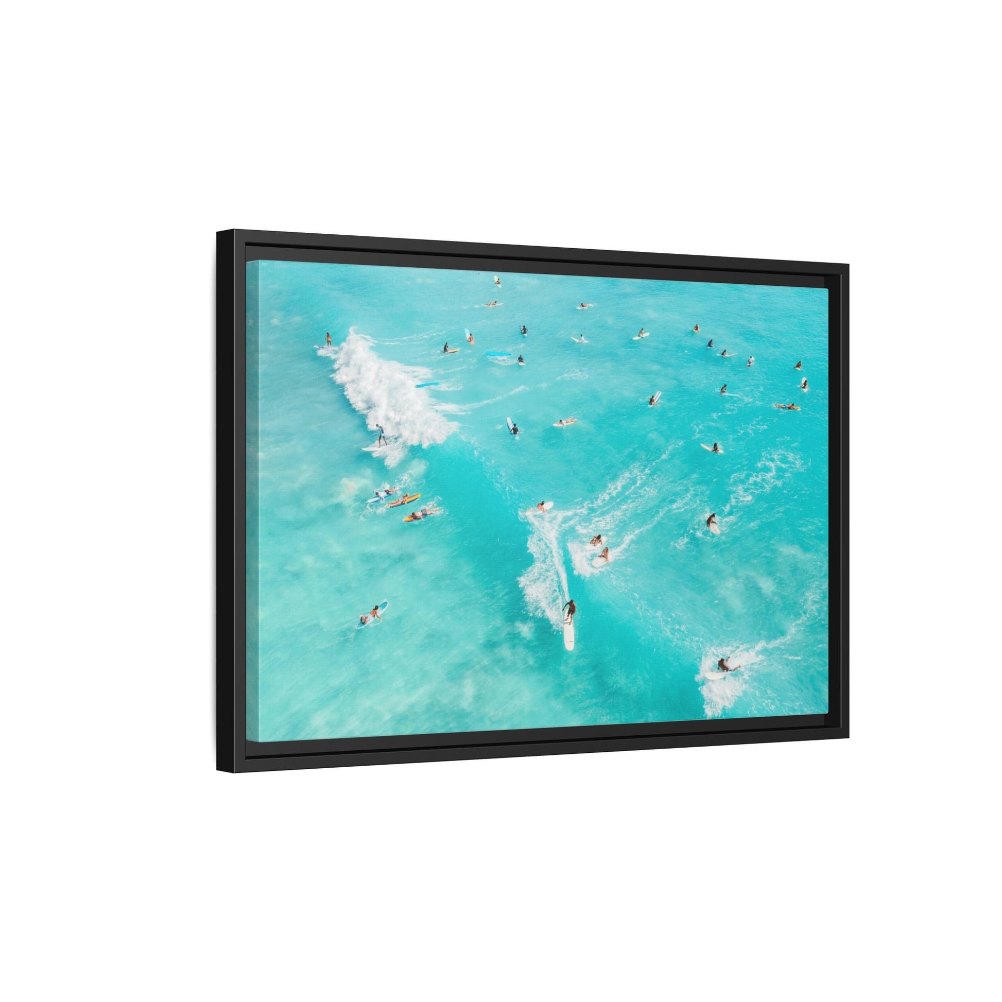 Framed Ocean Surfing Canvas Art Decor - Blue Beach Wave Prints