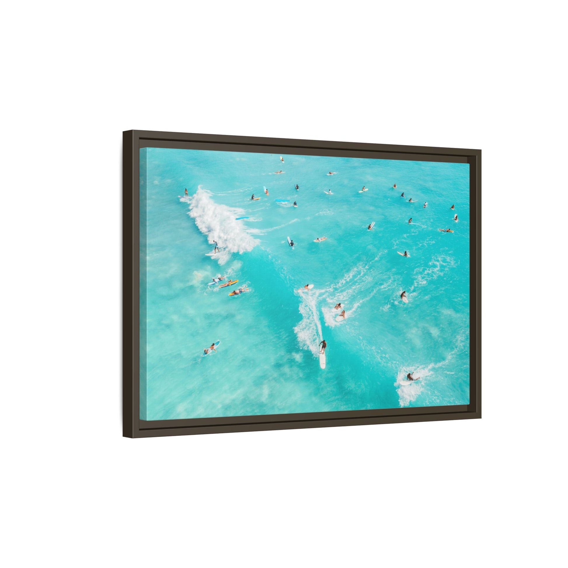 Framed Ocean Surfing Canvas Art Decor - Blue Beach Wave Prints