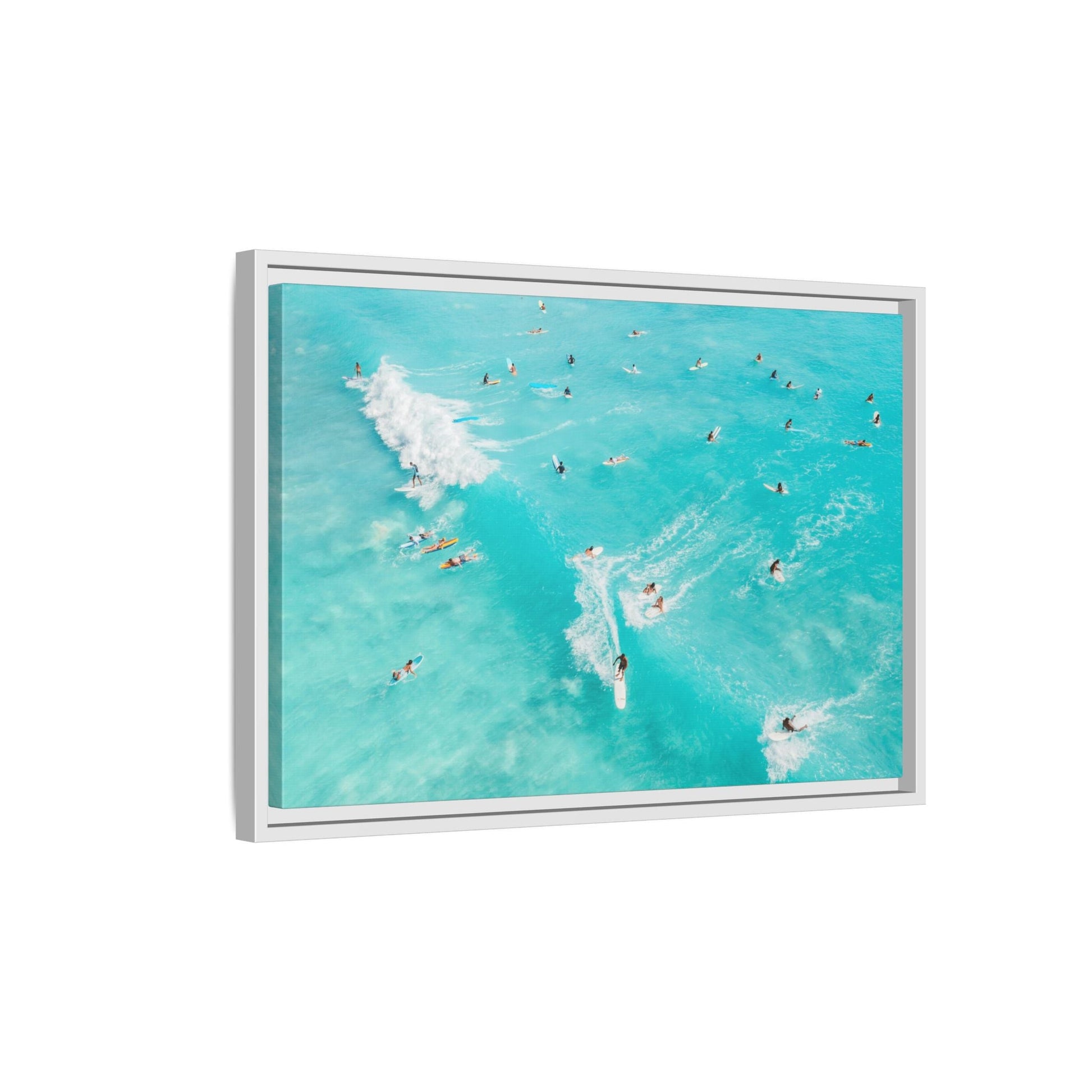 Framed Ocean Surfing Canvas Art Decor - Blue Beach Wave Prints