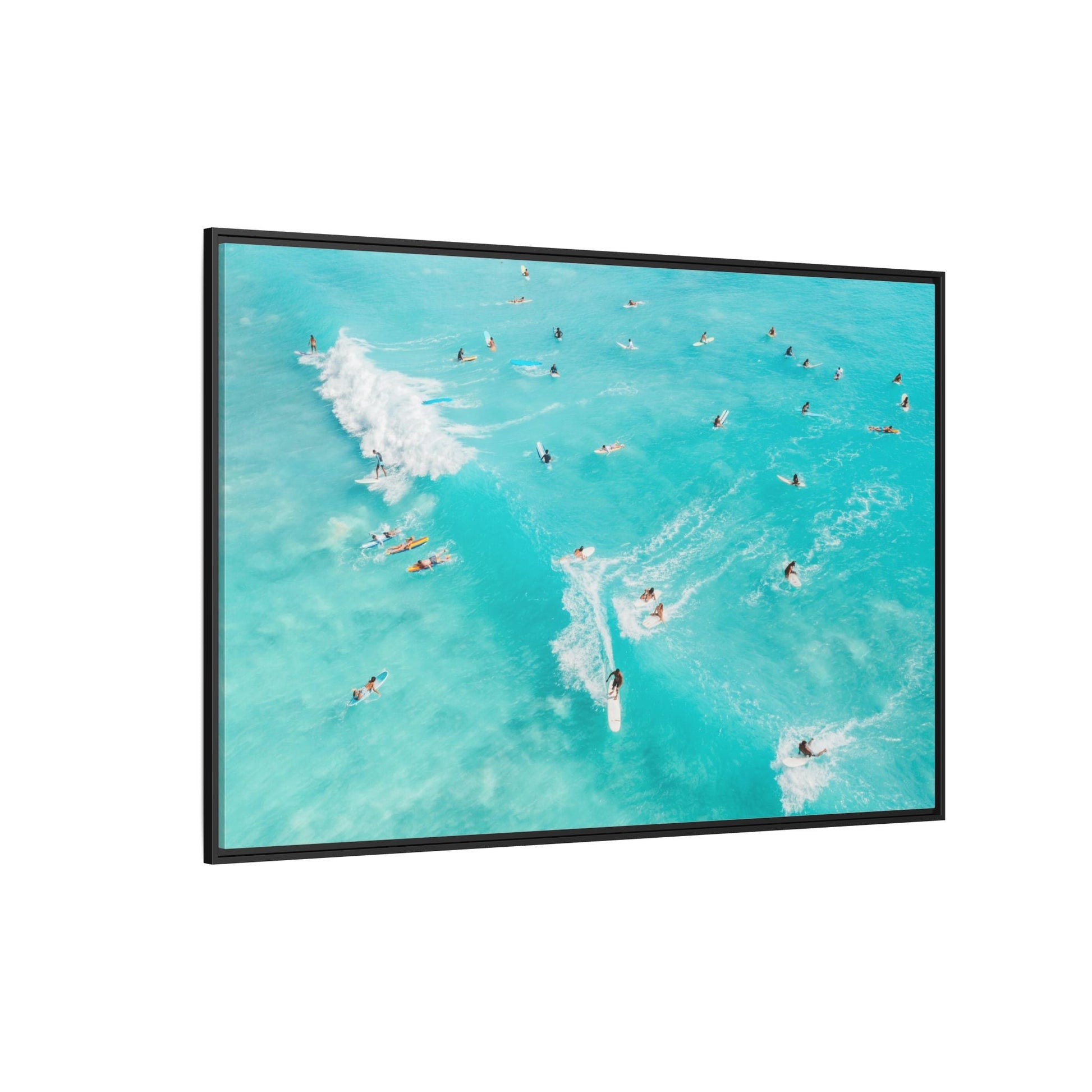Framed Ocean Surfing Canvas Art Decor - Blue Beach Wave Prints