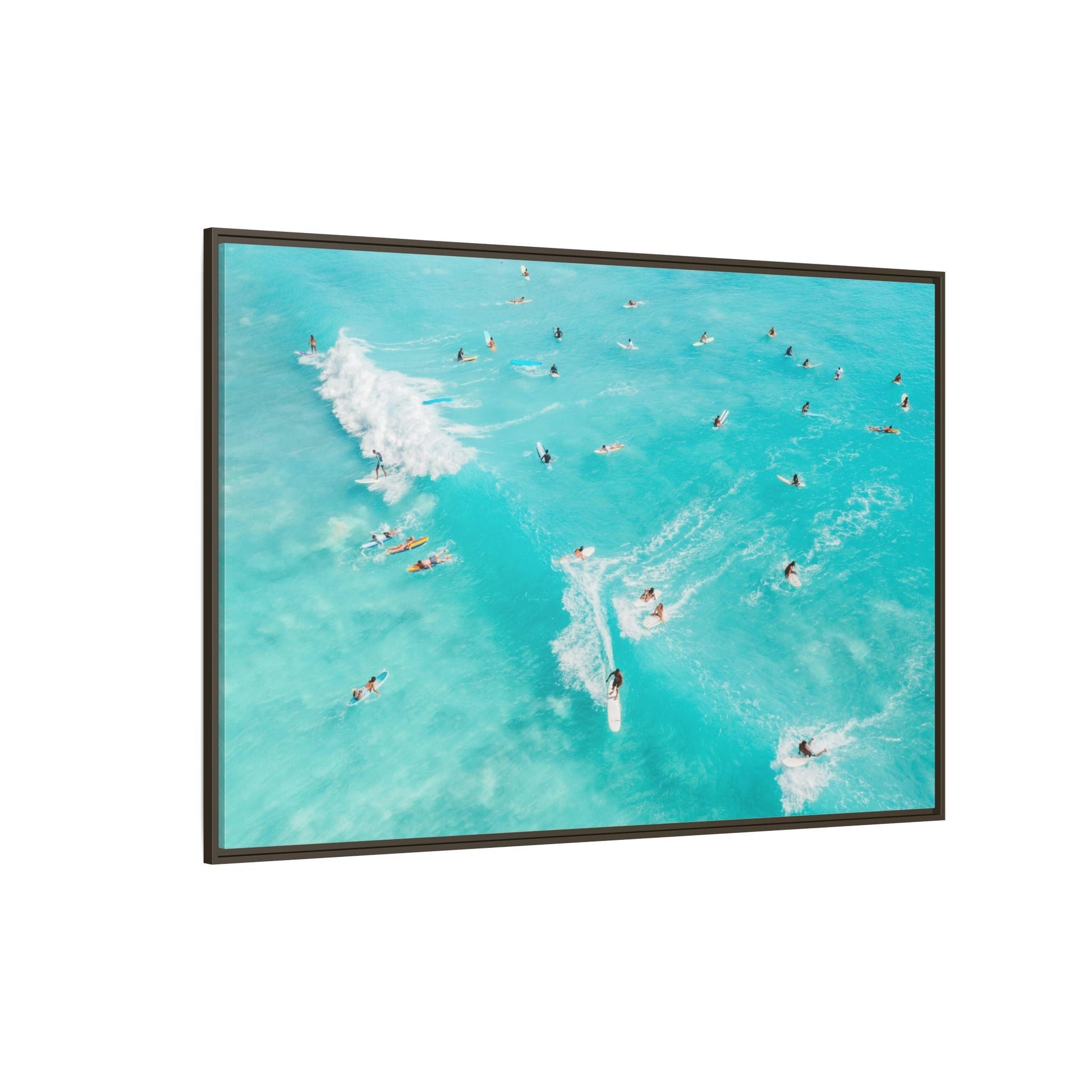 Framed Ocean Surfing Canvas Art Decor - Blue Beach Wave Prints