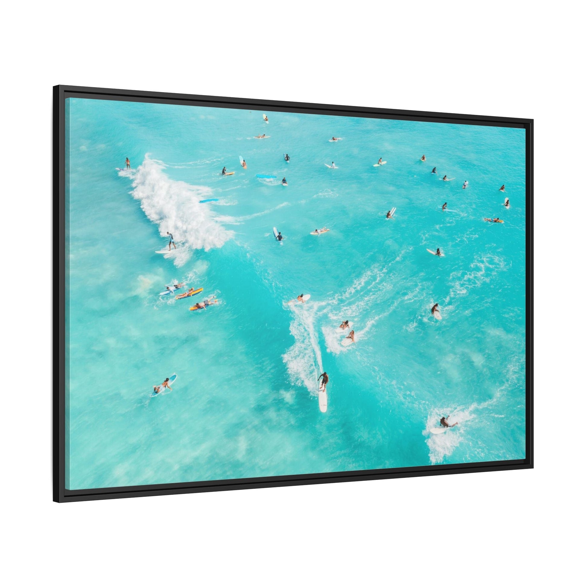 Framed Ocean Surfing Canvas Art Decor - Blue Beach Wave Prints