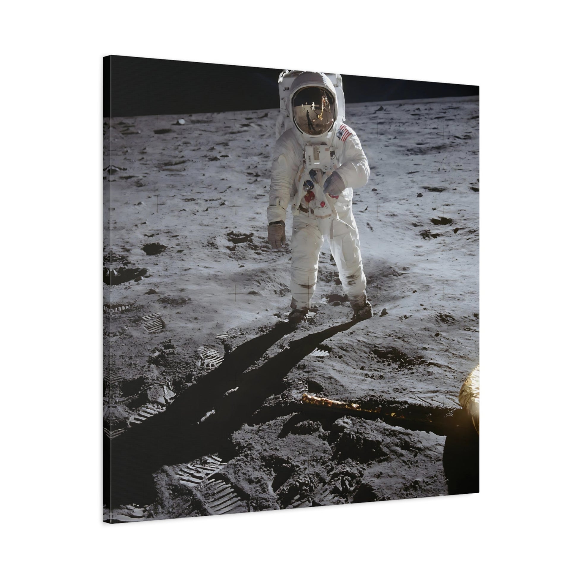 Framed Square Astronauts NASA Canvas Prints - Astronaut Edwin Aldrin Walks on Lunar Surface Apollo 11 Wall Art Decor Print