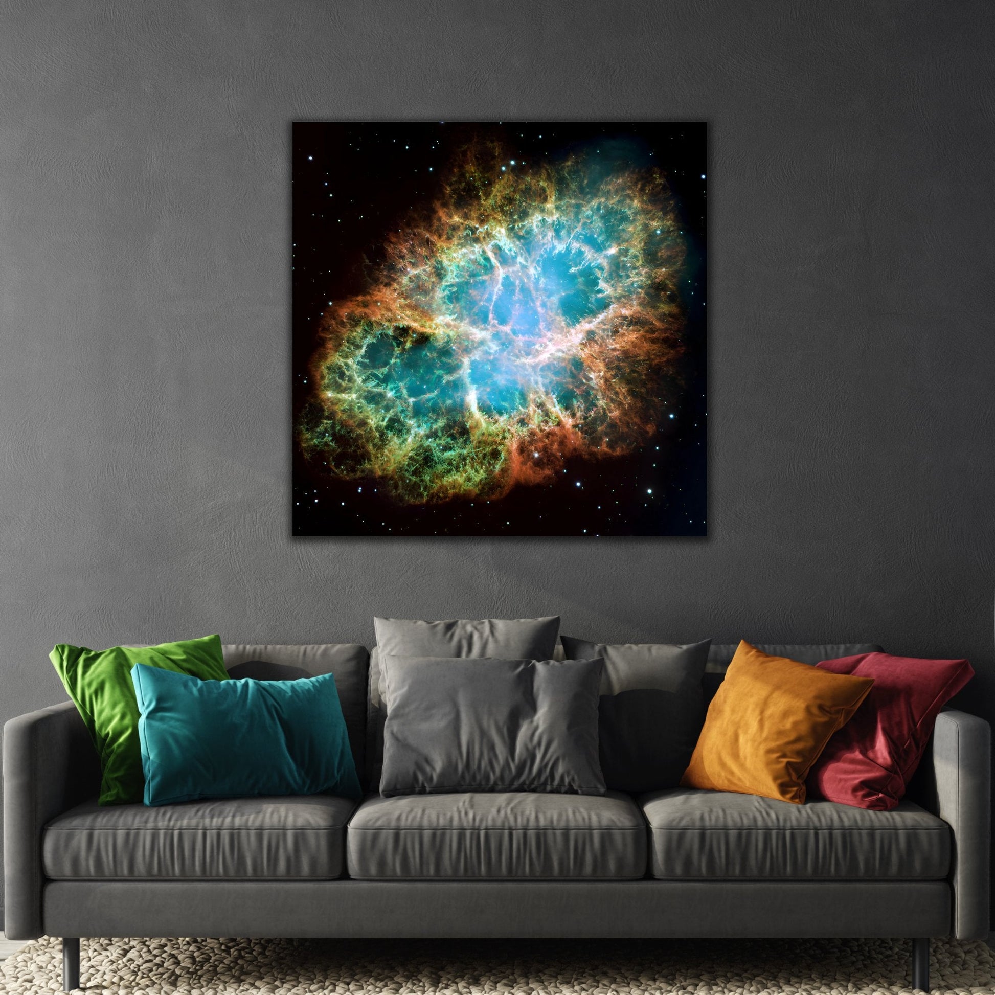 Framed Square Canvas Wall Art Prints - NASA Supernova Crab Nebula in Space, Captured by Hubble Telescope