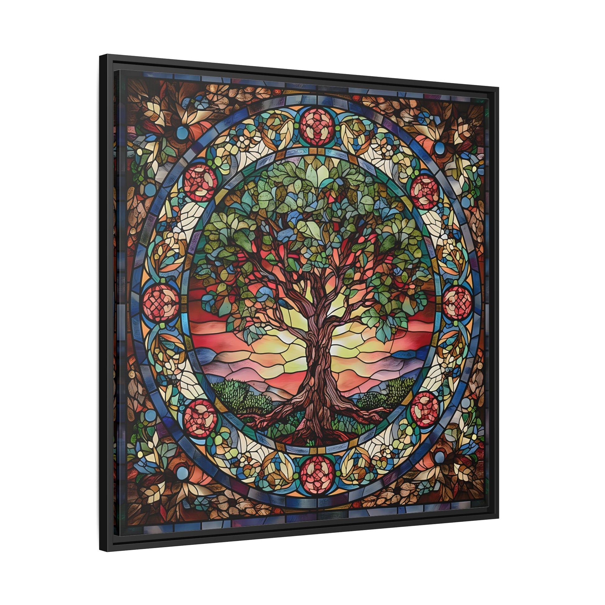Framed Tree of Life Mythology Mandala Canvas Wall Art Print