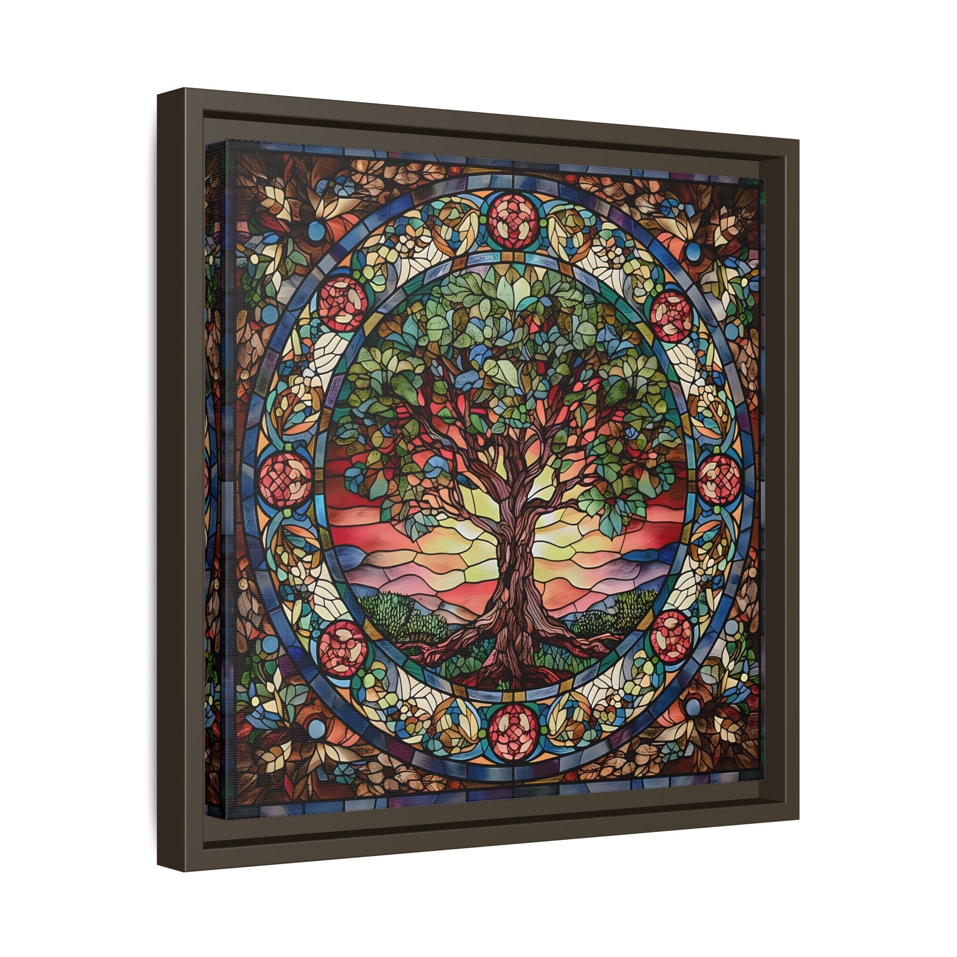 Framed Tree of Life Mythology Mandala Canvas Wall Art Print