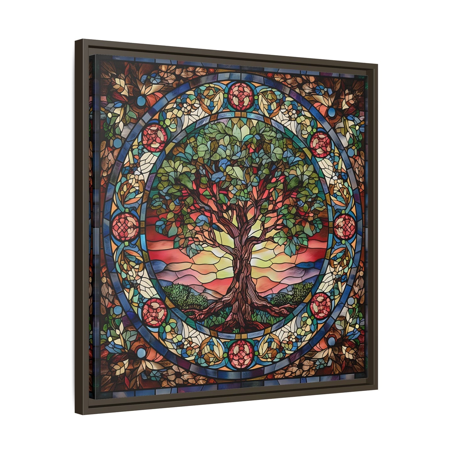 Framed Tree of Life Mythology Mandala Canvas Wall Art Print