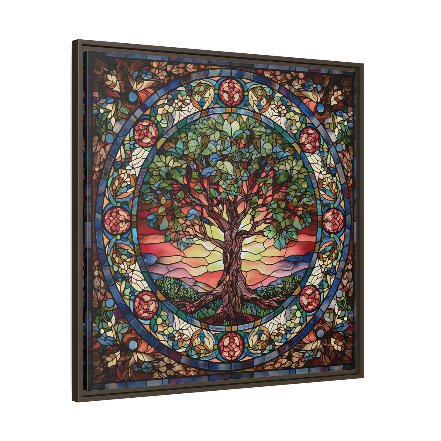 Framed Tree of Life Mythology Mandala Canvas Wall Art Print