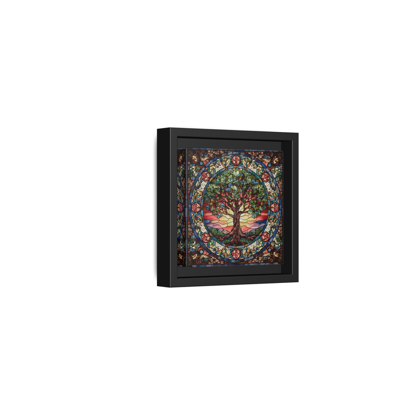 Framed Tree of Life Mythology Mandala Canvas Wall Art Print