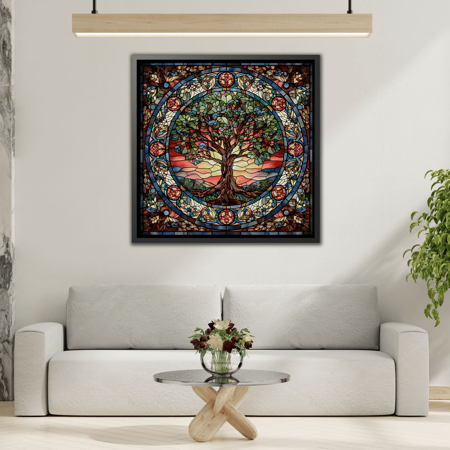 Framed Tree of Life Mythology Mandala Canvas Wall Art Print