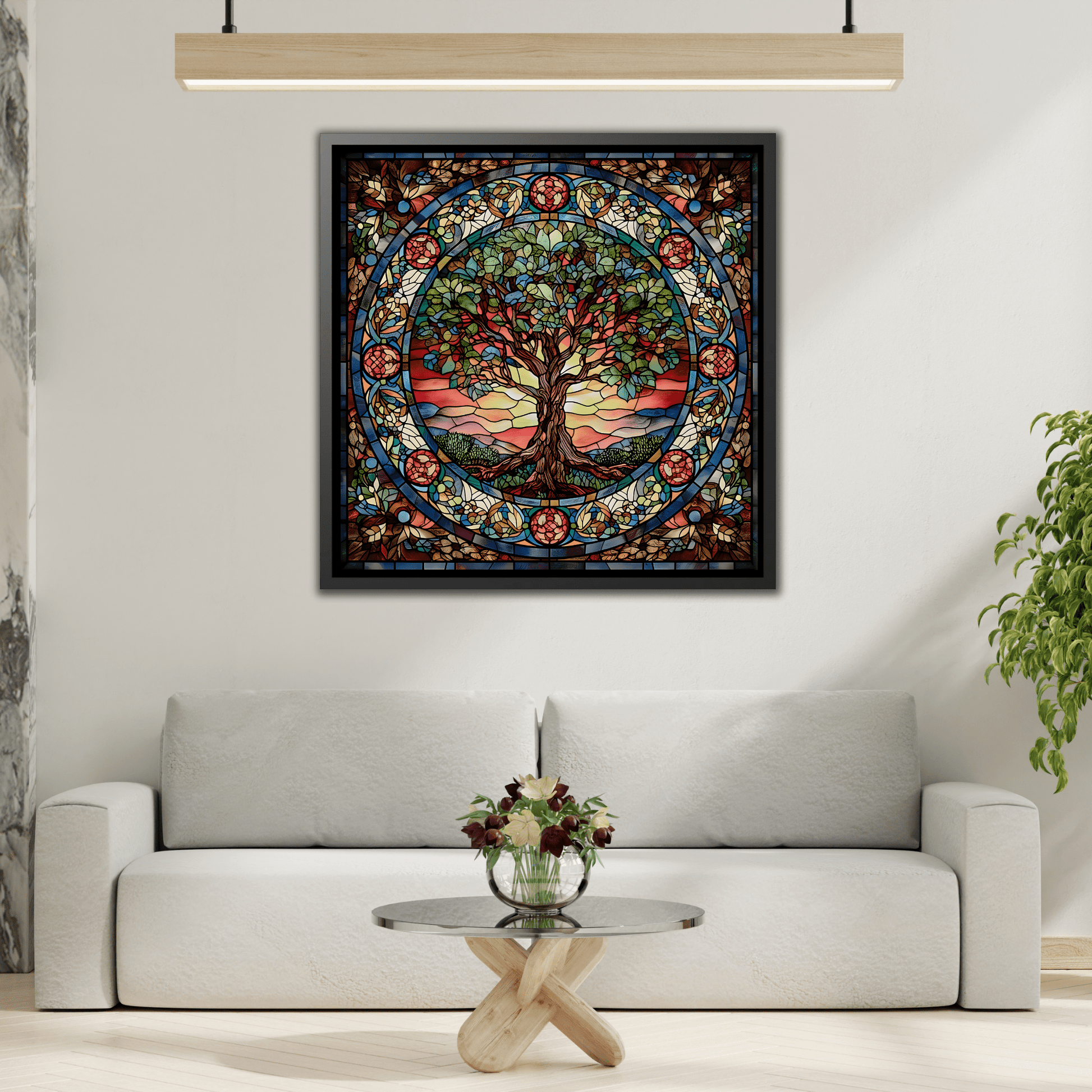 Framed Tree of Life Mythology Mandala Canvas Wall Art Print