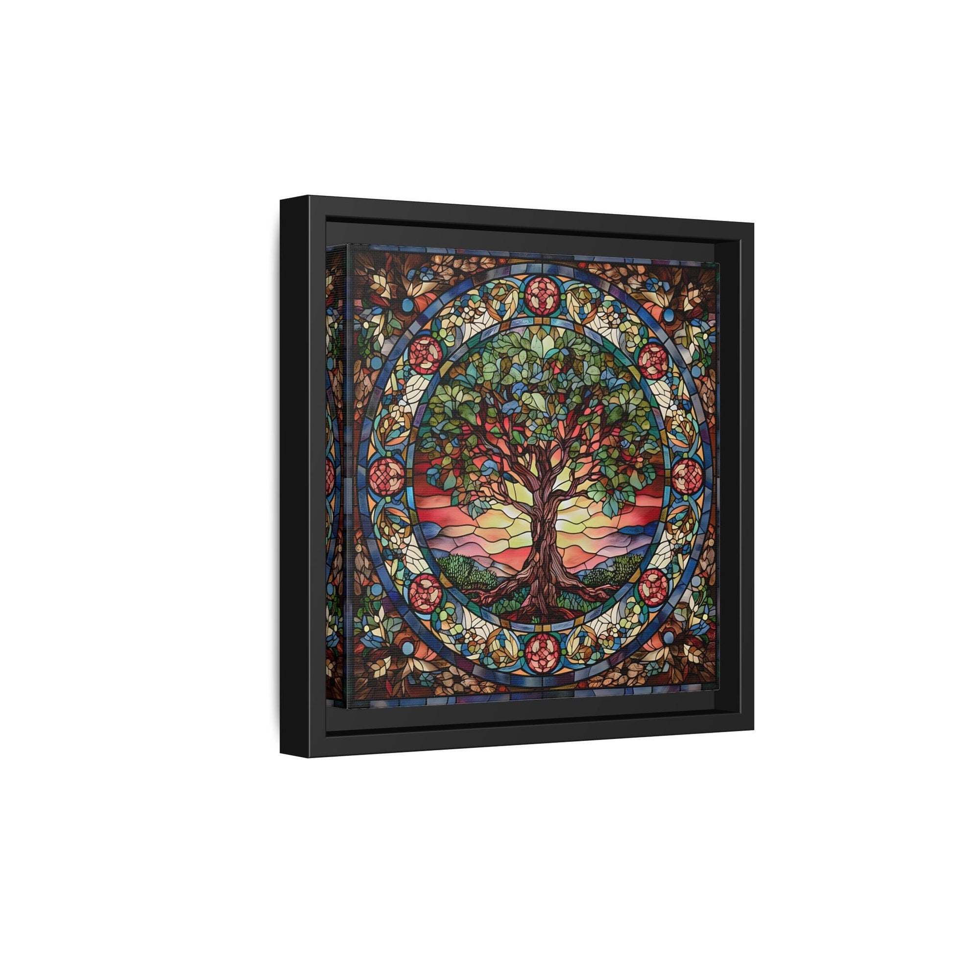 Framed Tree of Life Mythology Mandala Canvas Wall Art Print