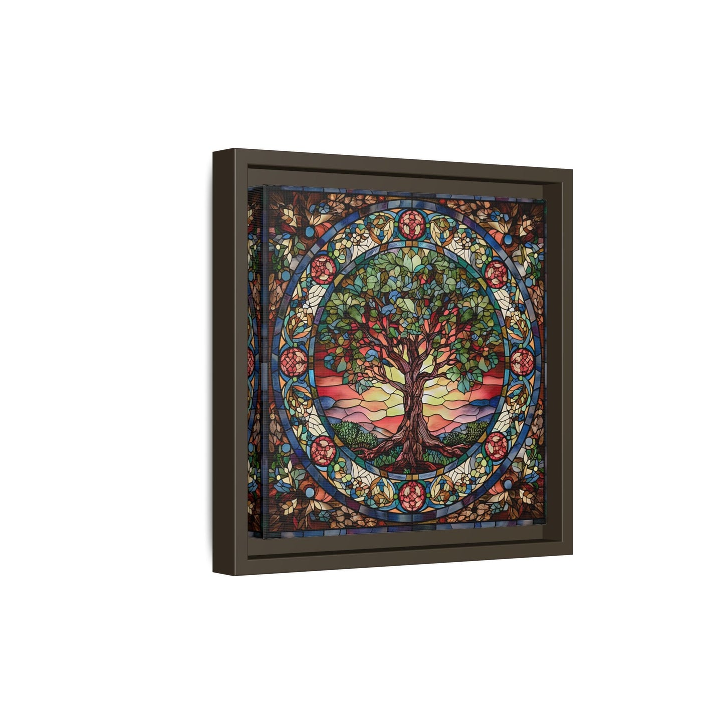 Framed Tree of Life Mythology Mandala Canvas Wall Art Print