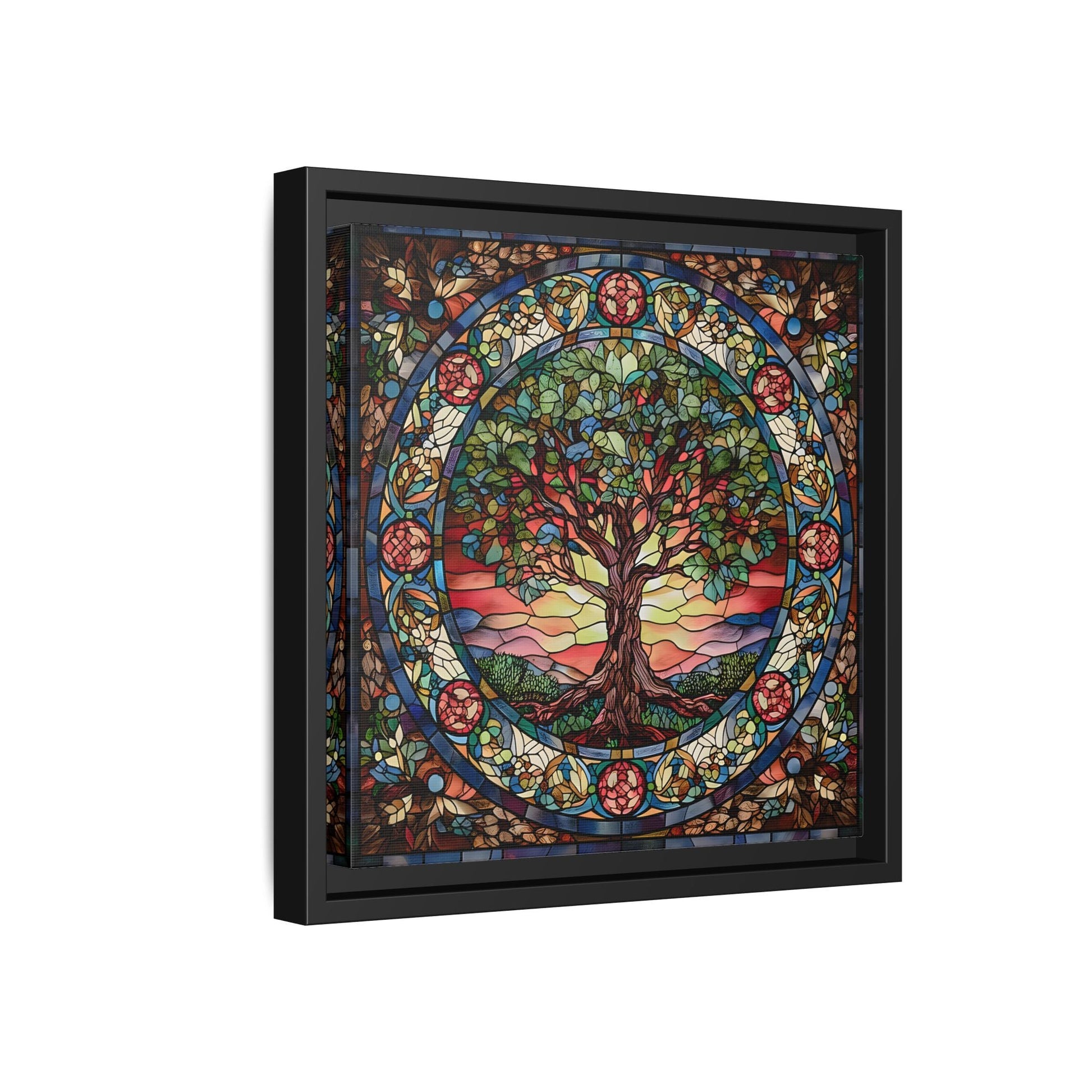 Framed Tree of Life Mythology Mandala Canvas Wall Art Print
